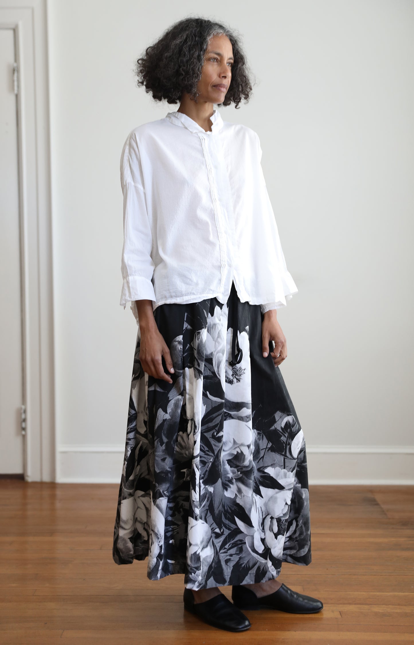 Black Handprinted Skirt