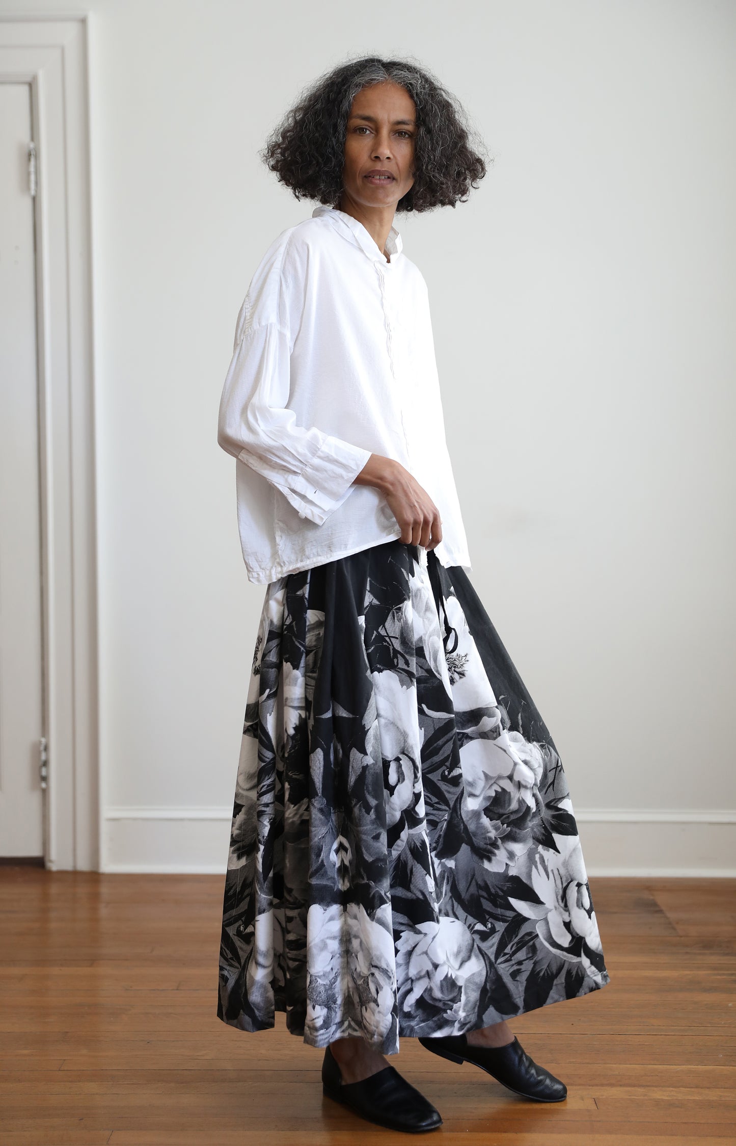 Black Handprinted Skirt