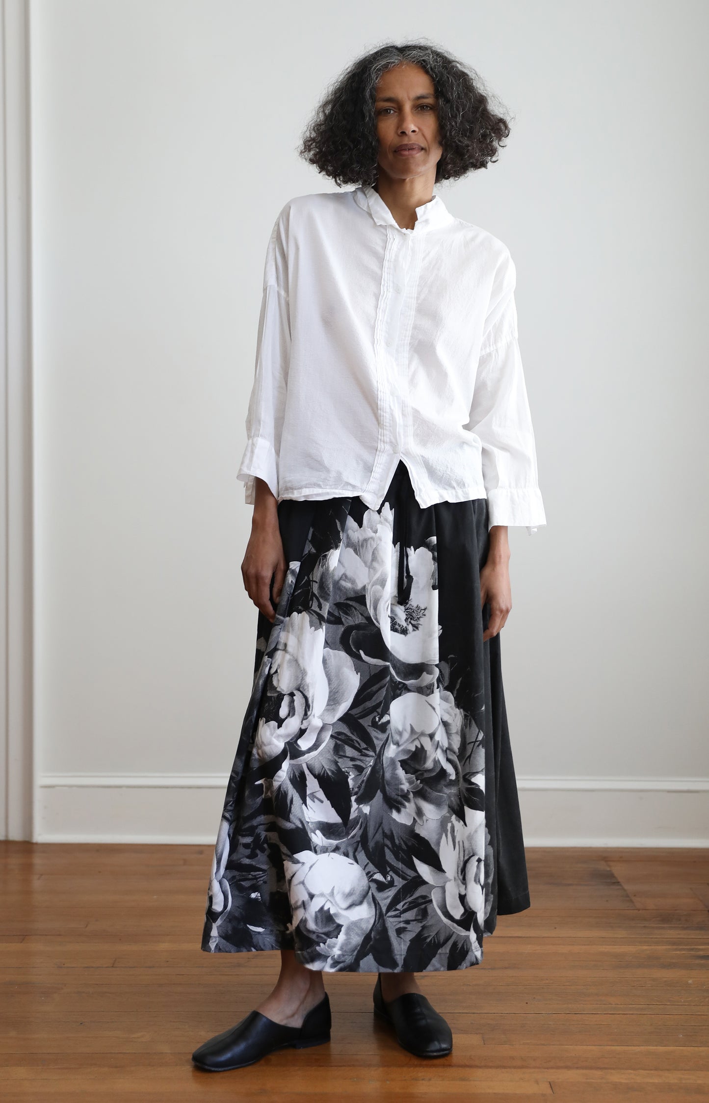 Black Handprinted Skirt