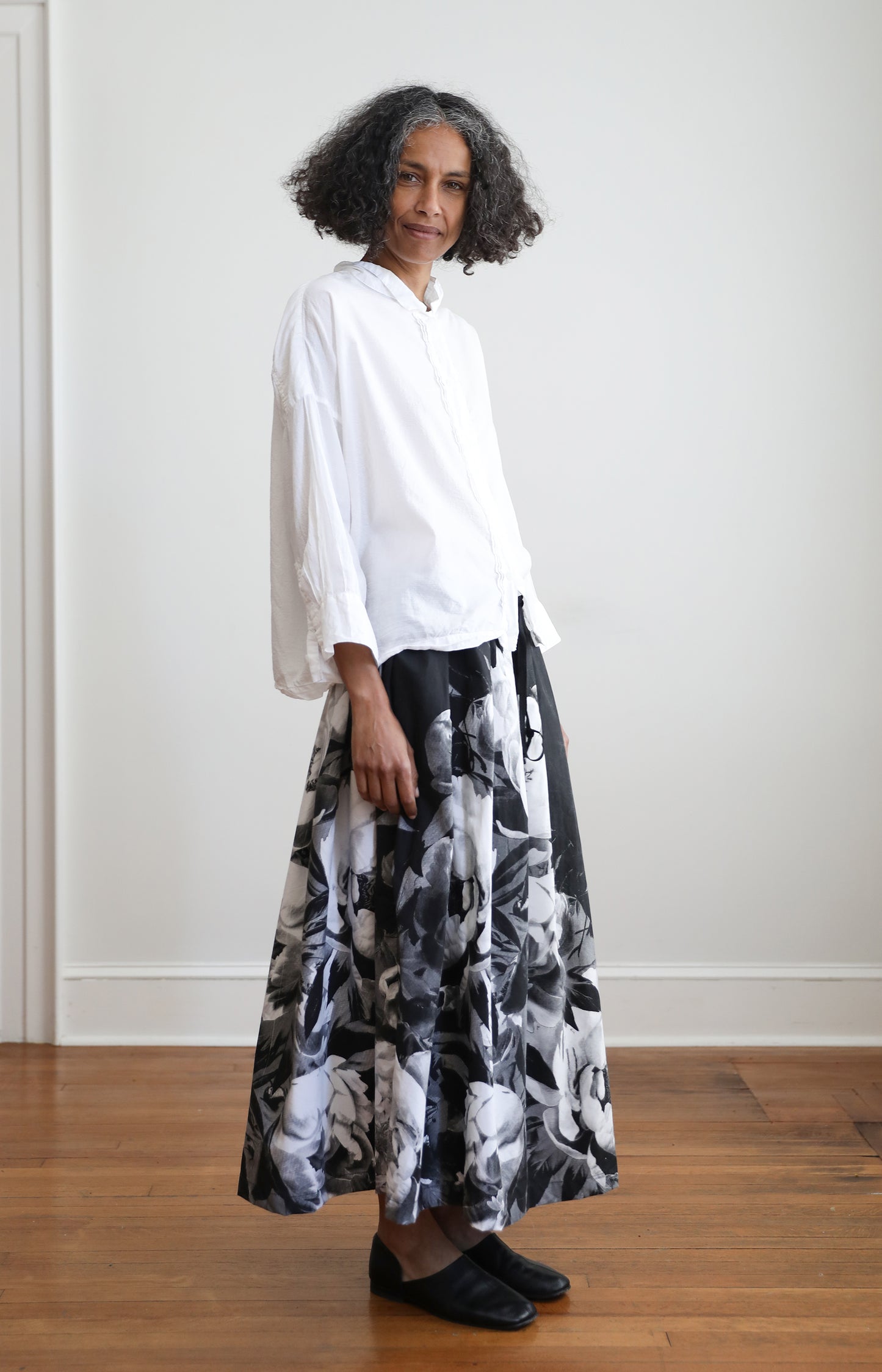 Black Handprinted Skirt