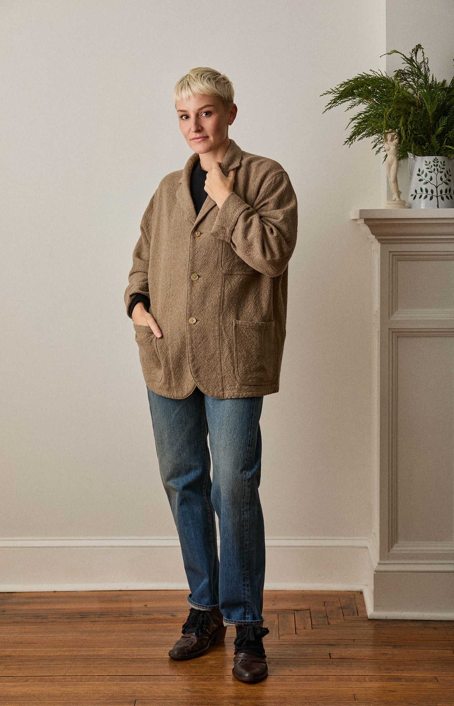 Natural Rigid Cashmere Jacket