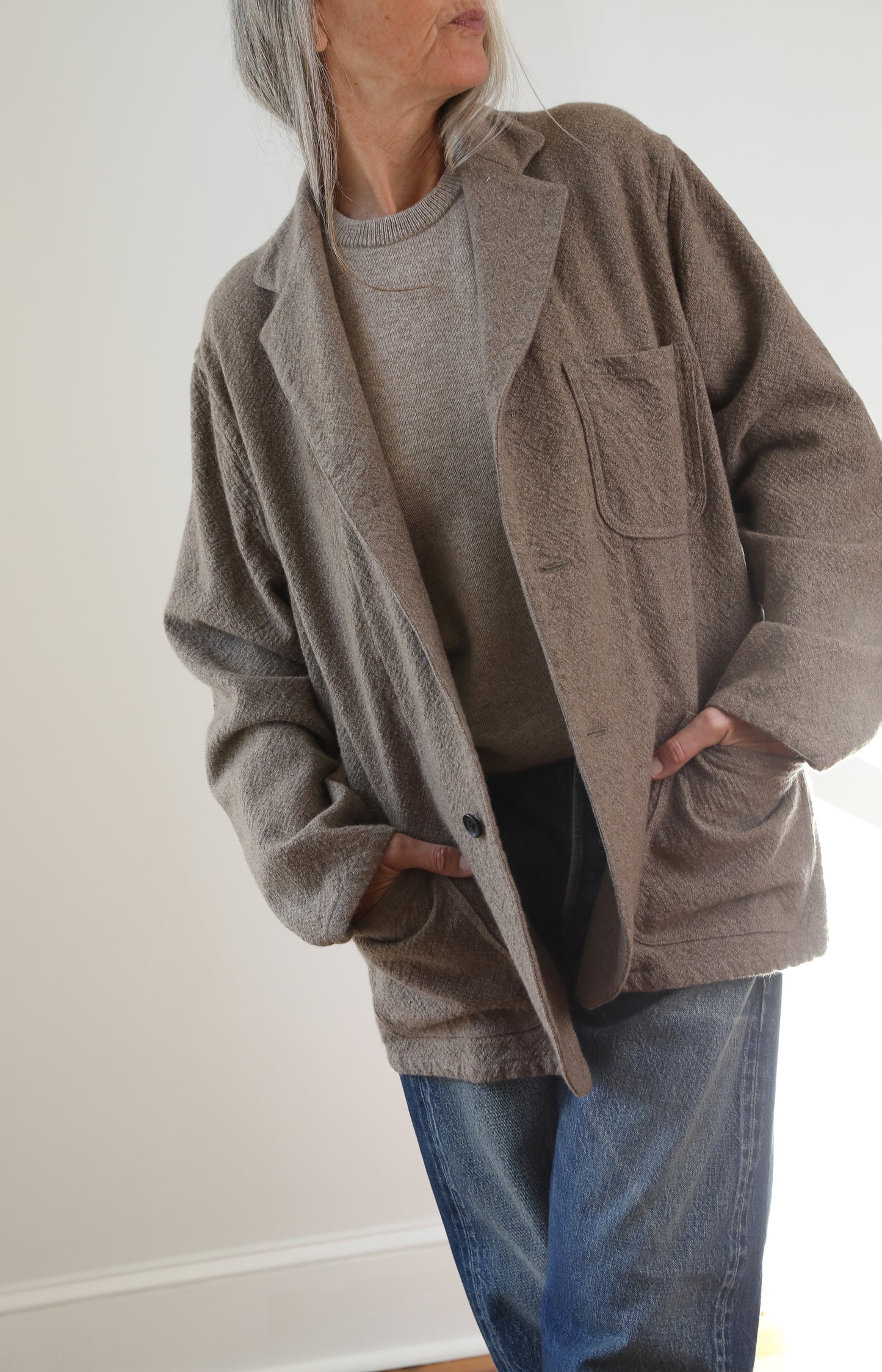 Natural Rigid Cashmere Jacket