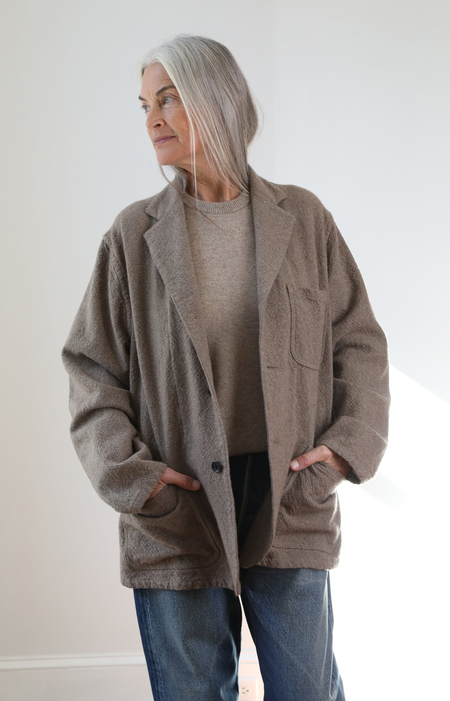 Natural Rigid Cashmere Jacket