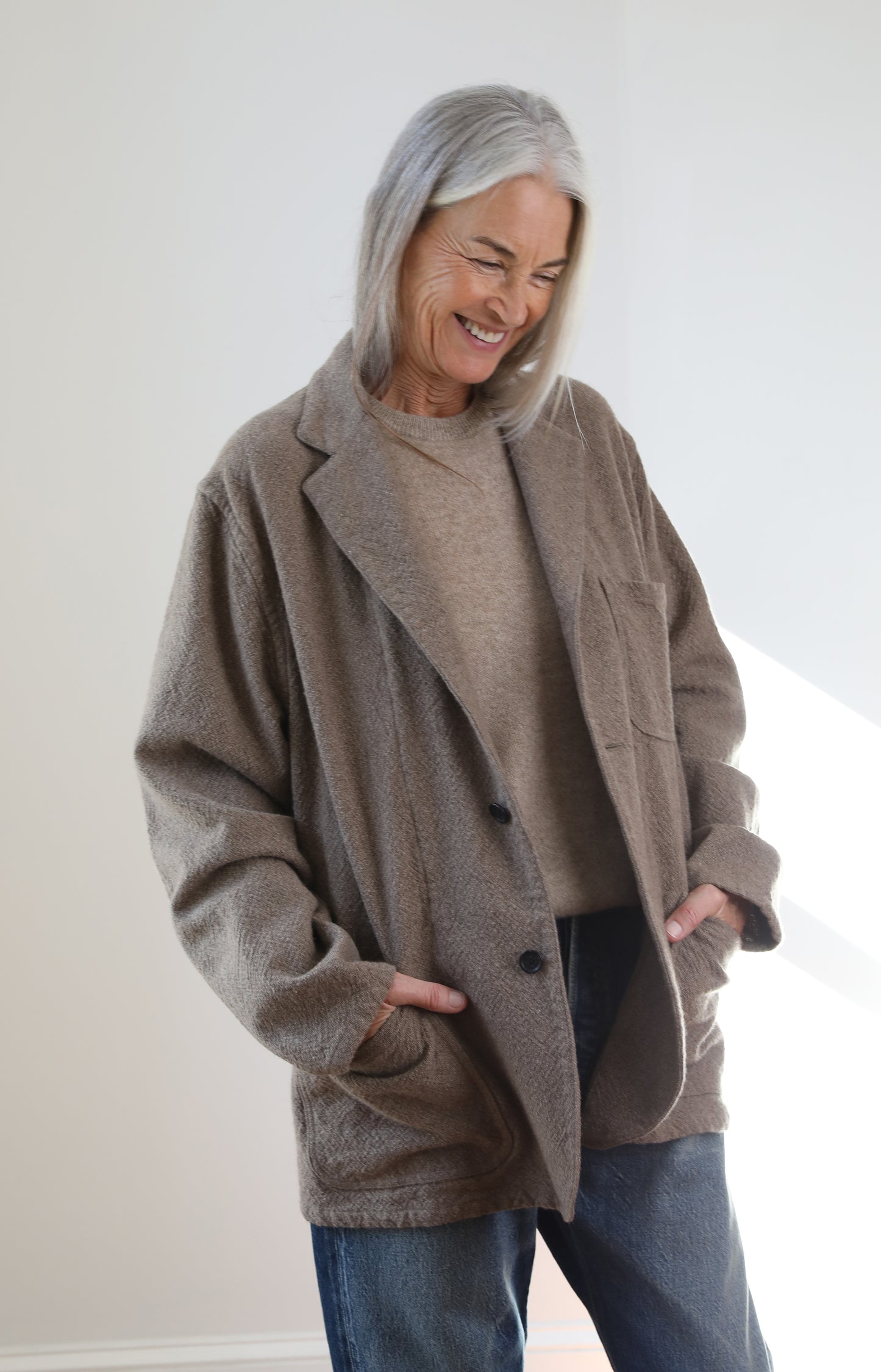 Natural Rigid Cashmere Jacket