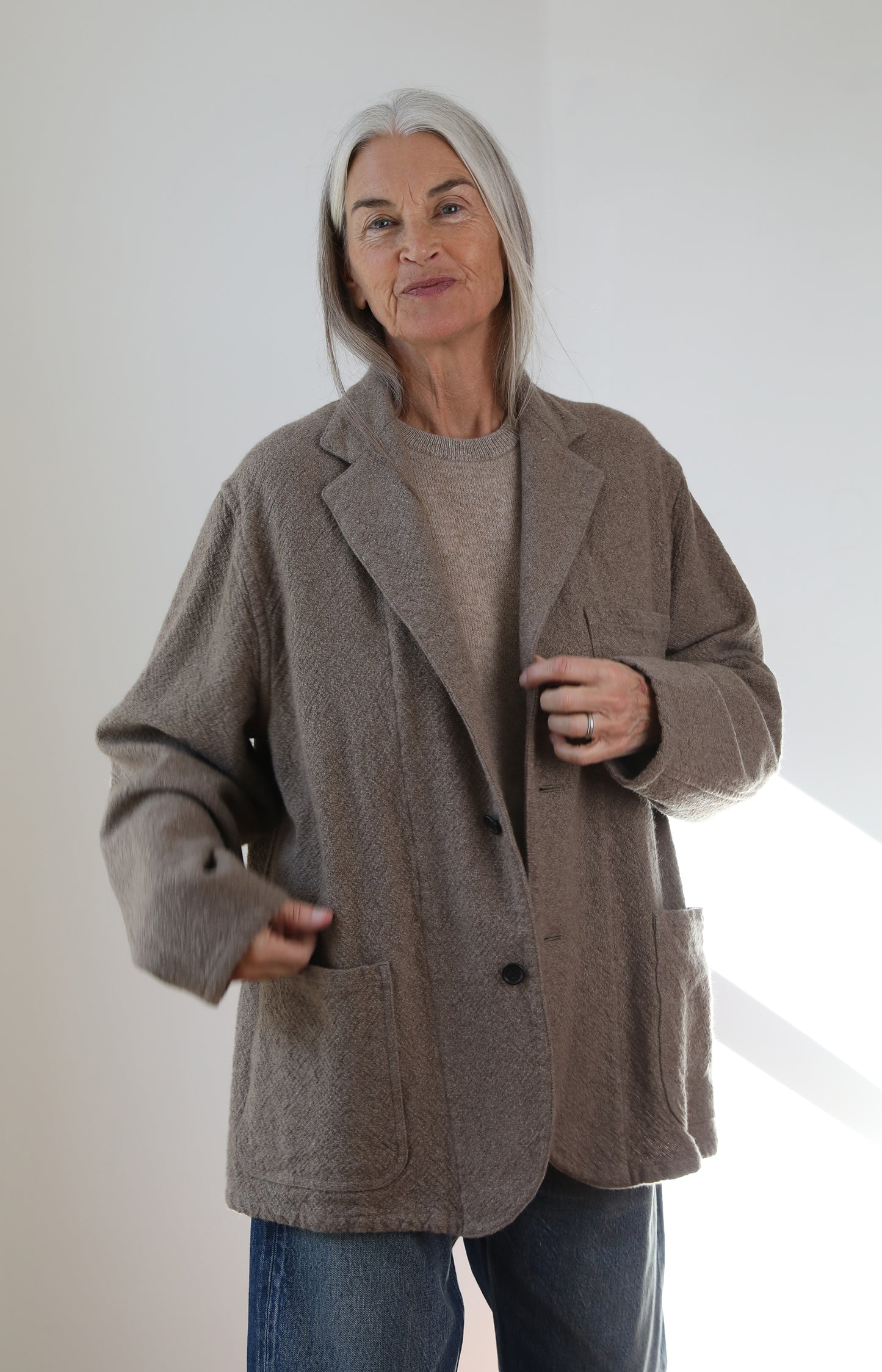 Natural Rigid Cashmere Jacket