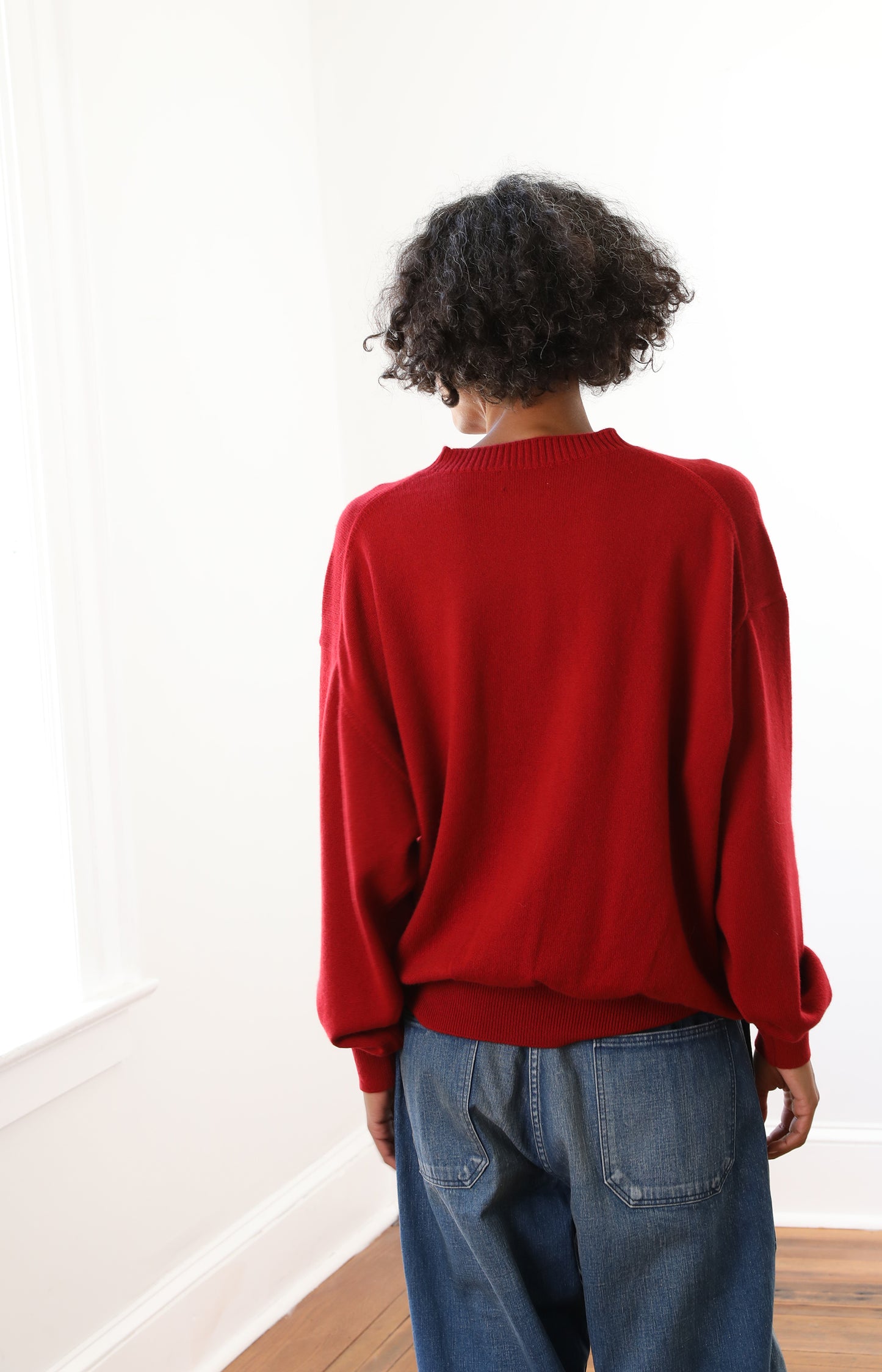 Red Cashmere Crewneck Sweater