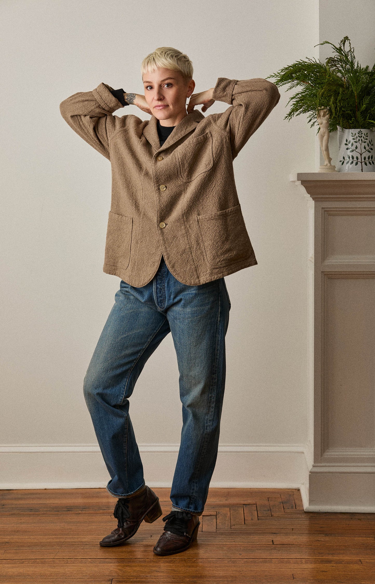 Natural Rigid Cashmere Jacket