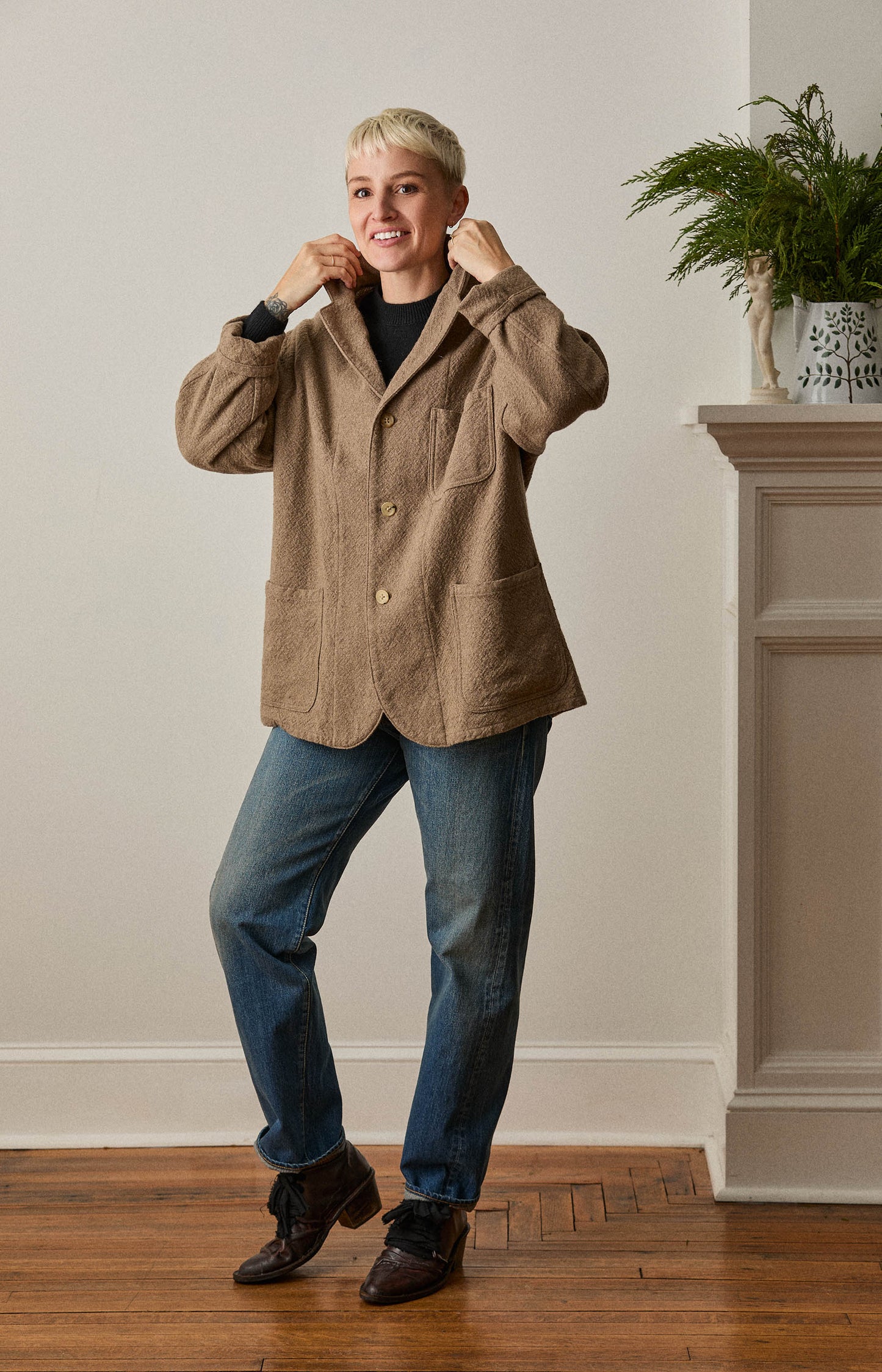 Natural Rigid Cashmere Jacket