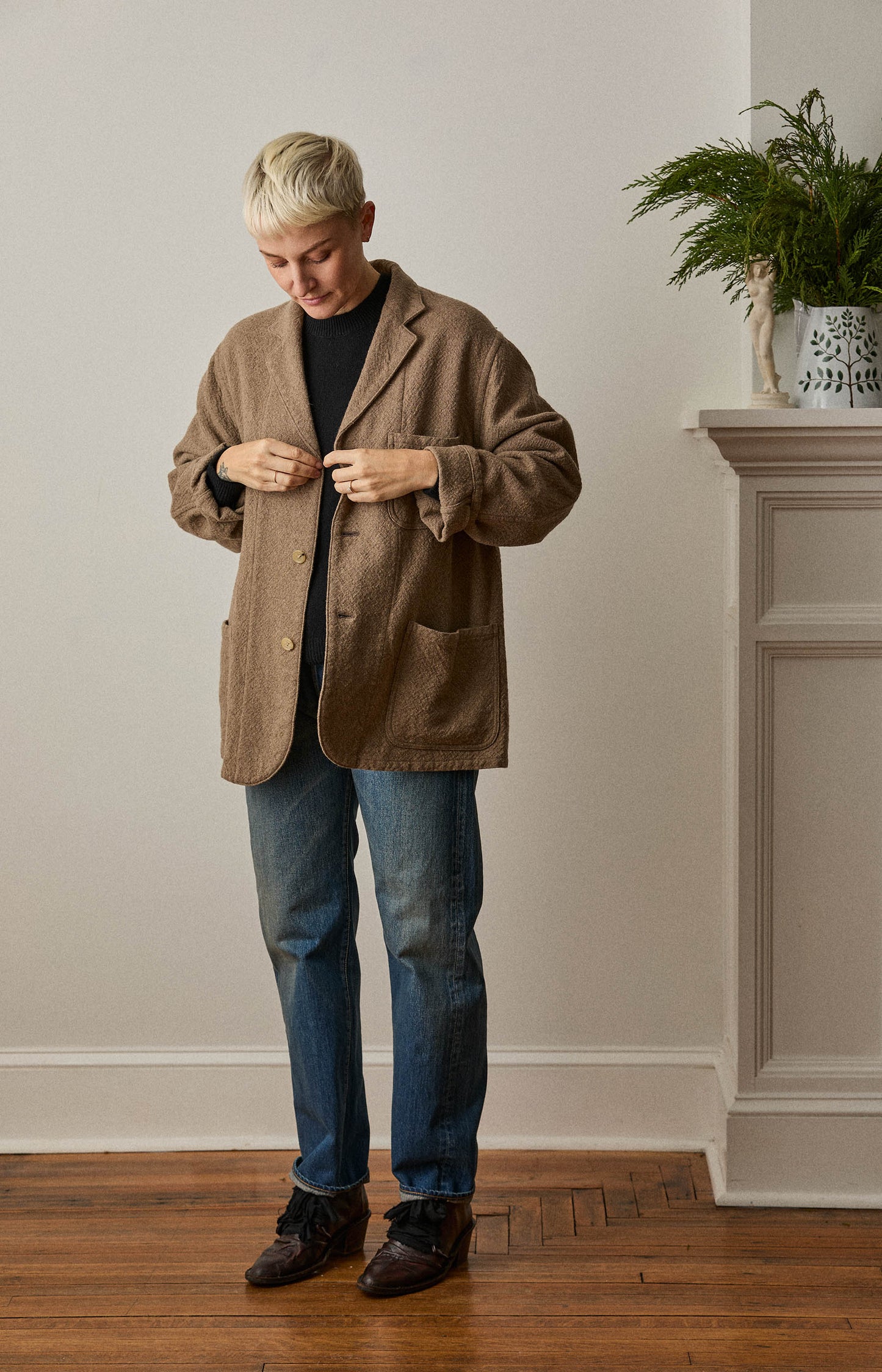Natural Rigid Cashmere Jacket