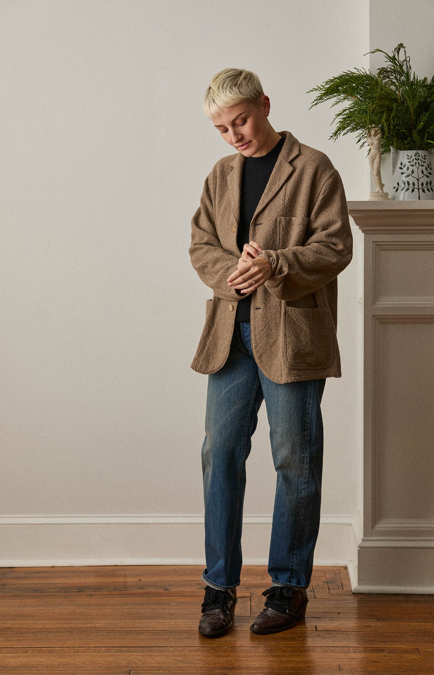 Natural Rigid Cashmere Jacket