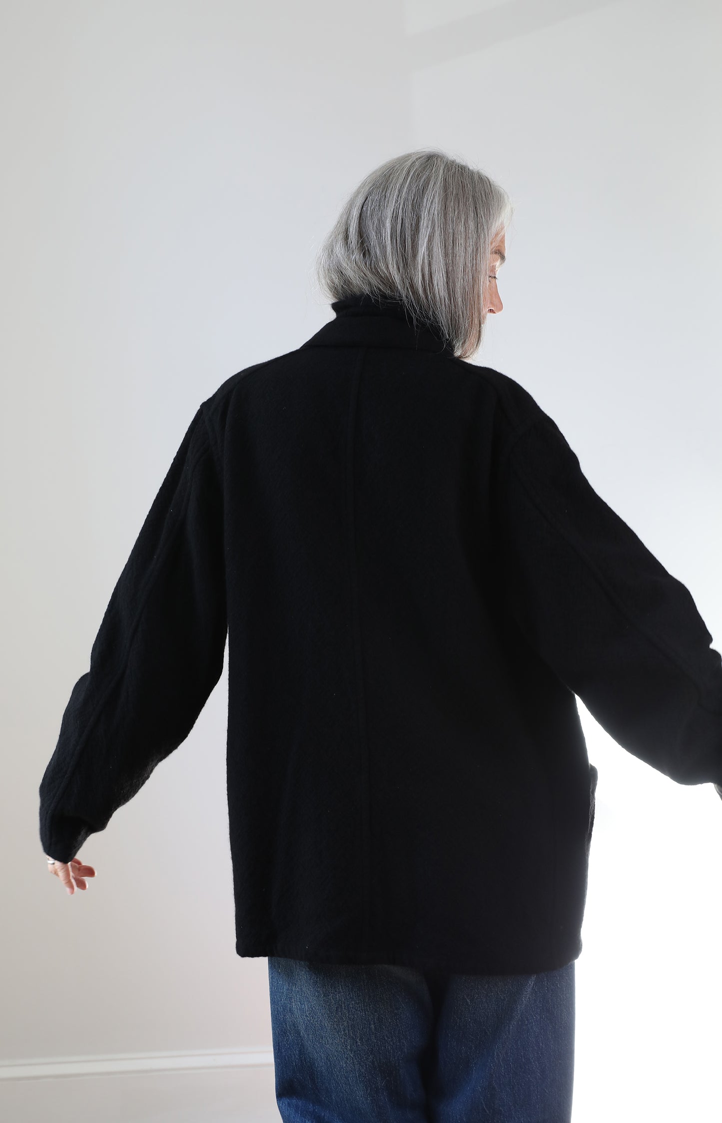 Black Rigid Cashmere Jacket