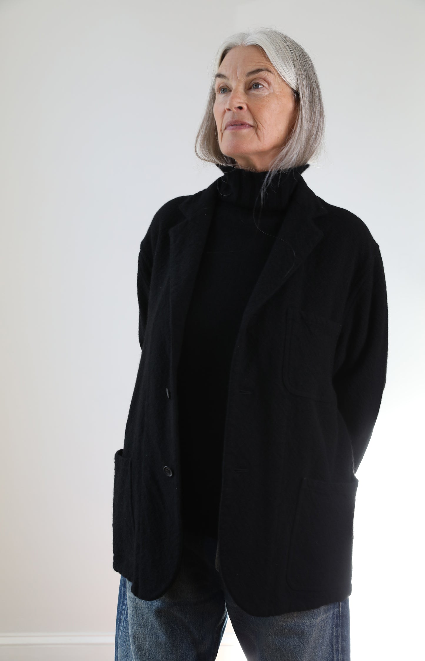 Black Rigid Cashmere Jacket