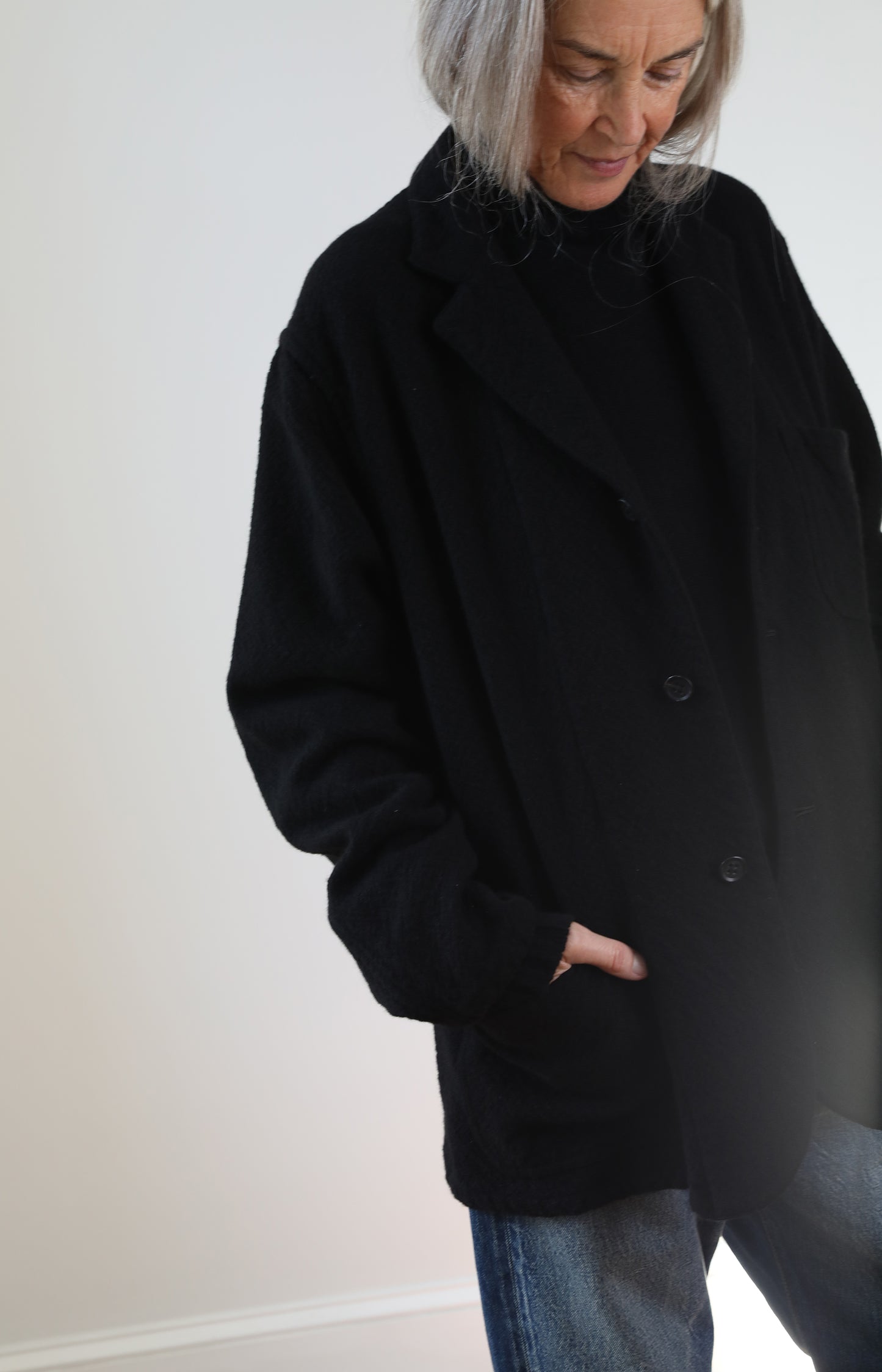 Black Rigid Cashmere Jacket