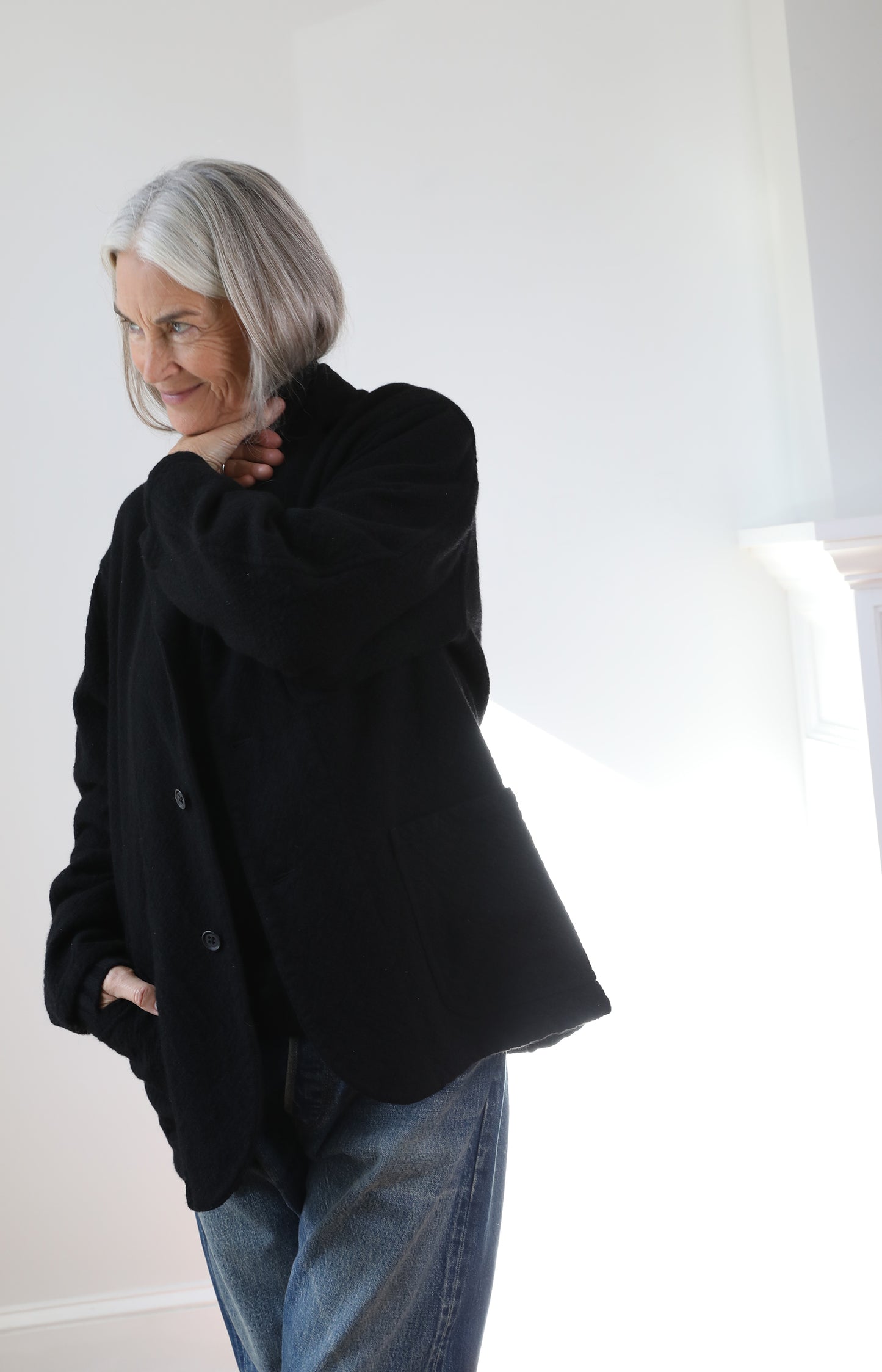 Black Rigid Cashmere Jacket