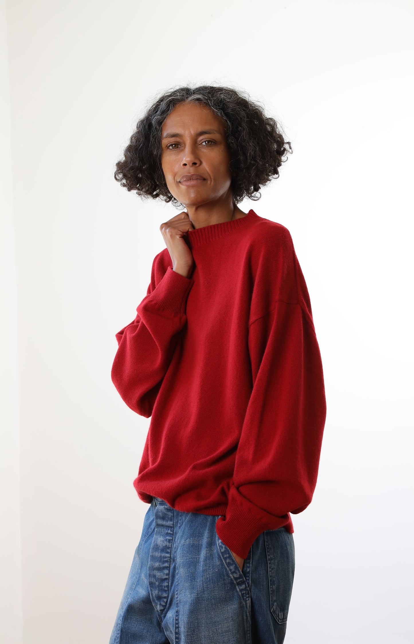 Red Cashmere Crewneck Sweater