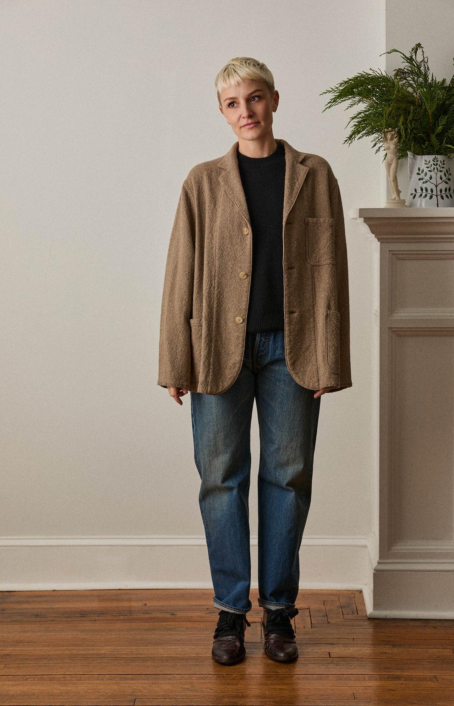 Natural Rigid Cashmere Jacket