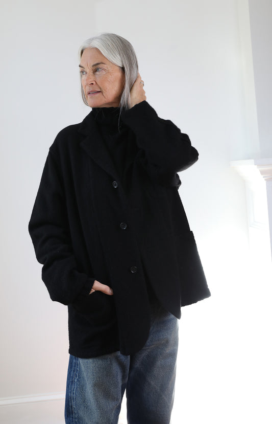 Black Rigid Cashmere Jacket