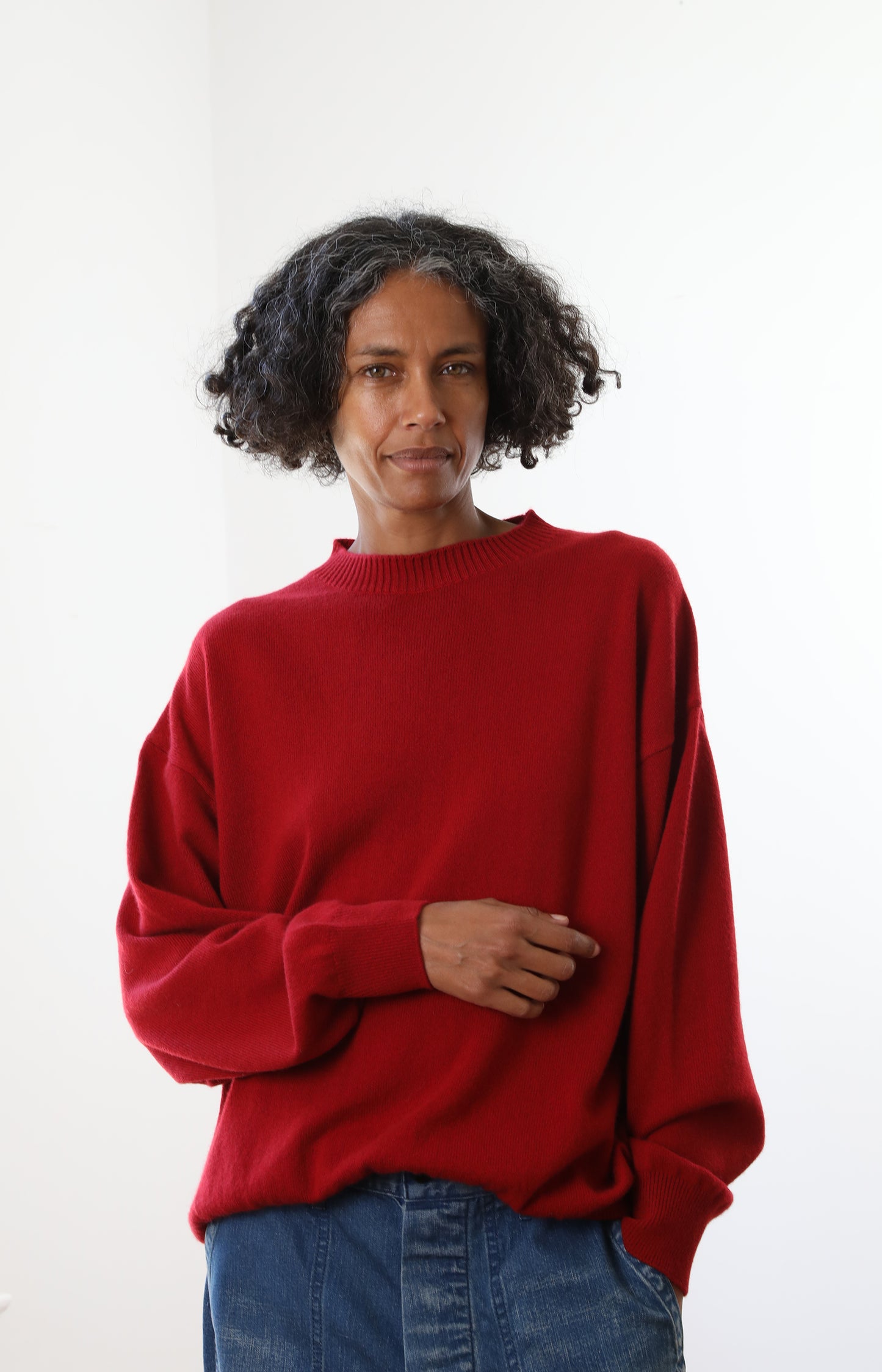 Red Cashmere Crewneck Sweater