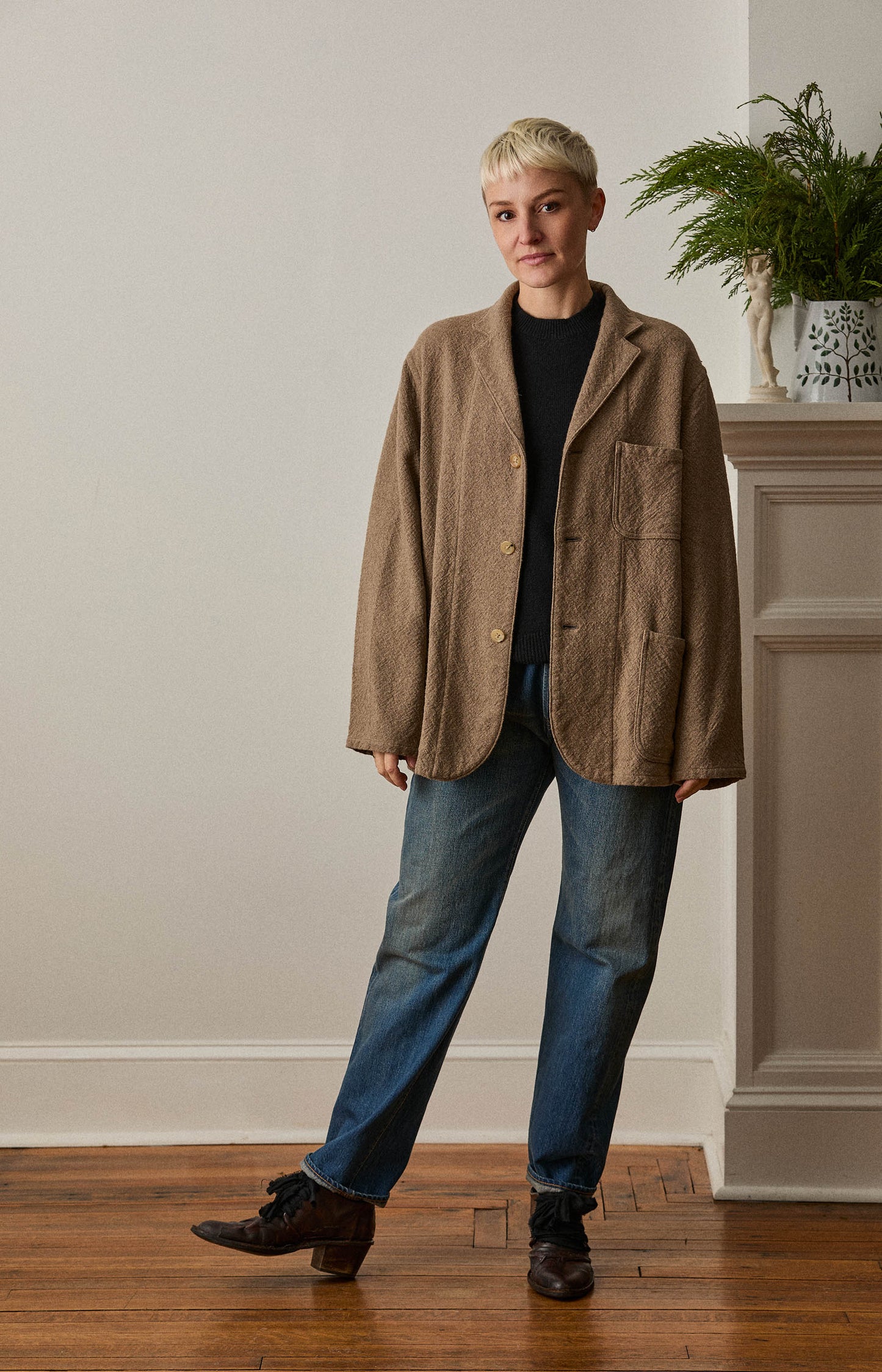 Natural Rigid Cashmere Jacket