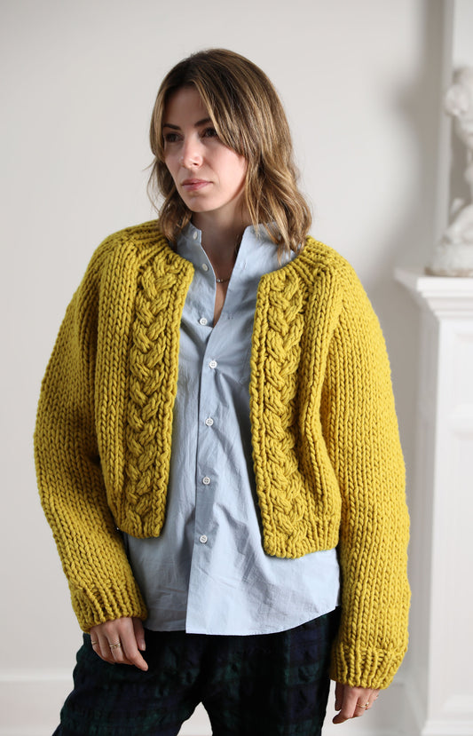 Mustard Hand Knit Cardigan