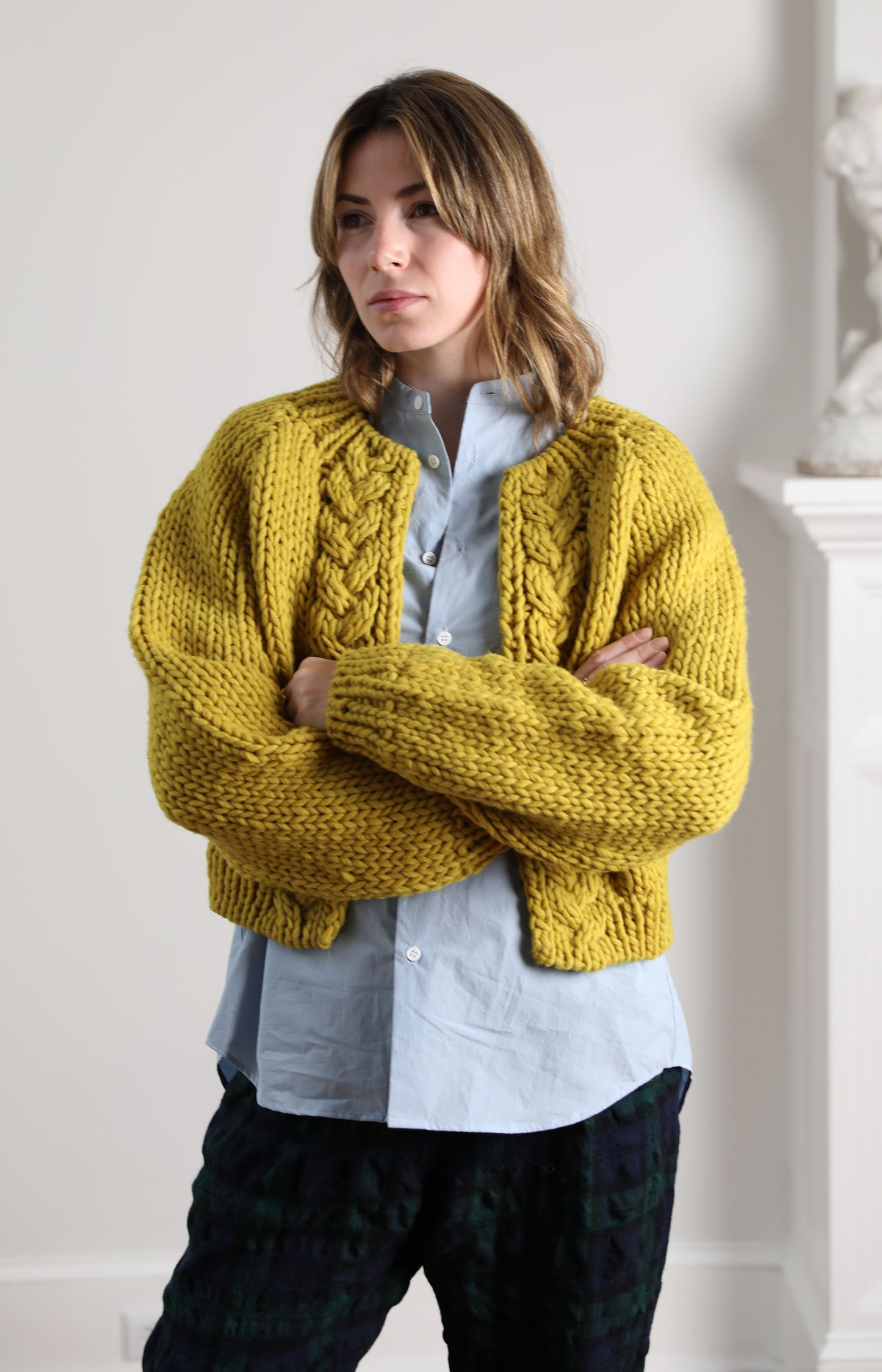 Mustard Hand Knit Cardigan