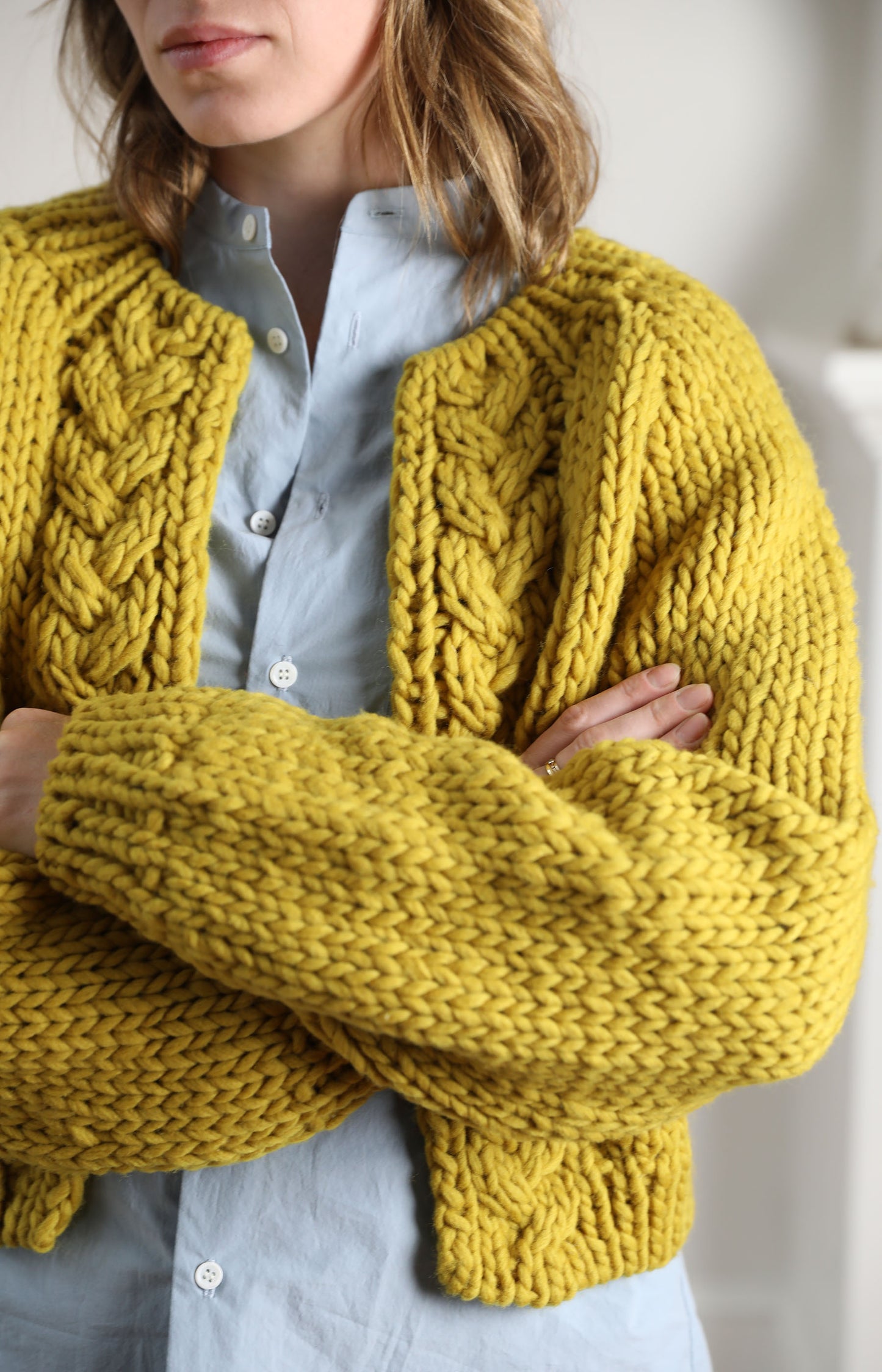 Mustard Hand Knit Cardigan