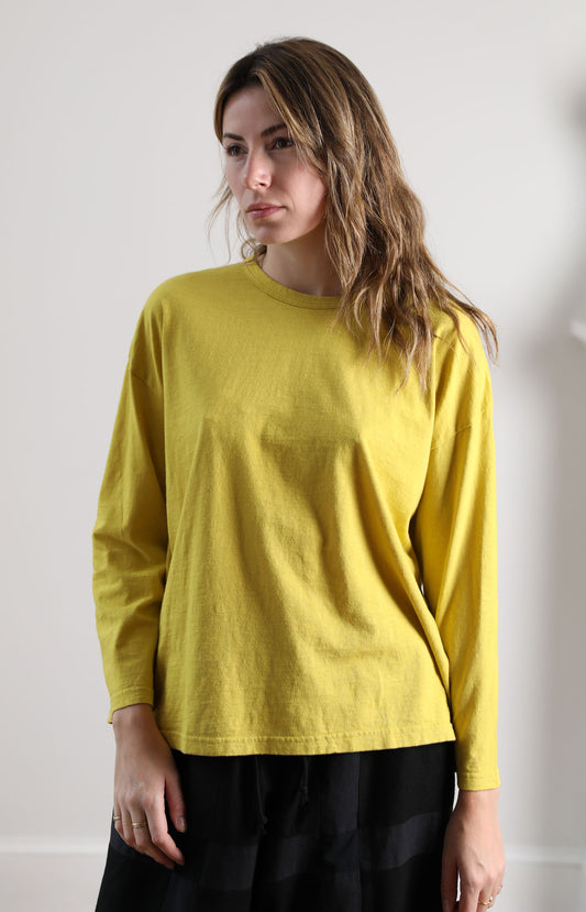 Mustard Cotton Long Sleeve Tee