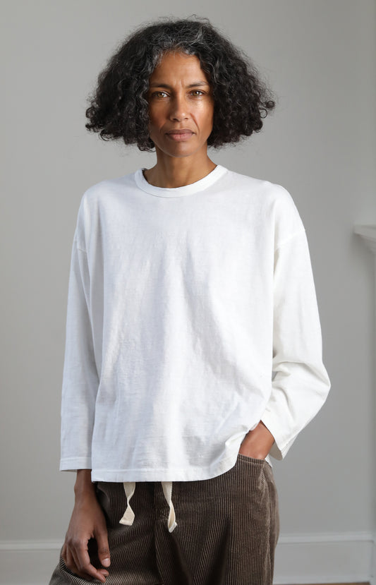 White Cotton Long Sleeve Tee