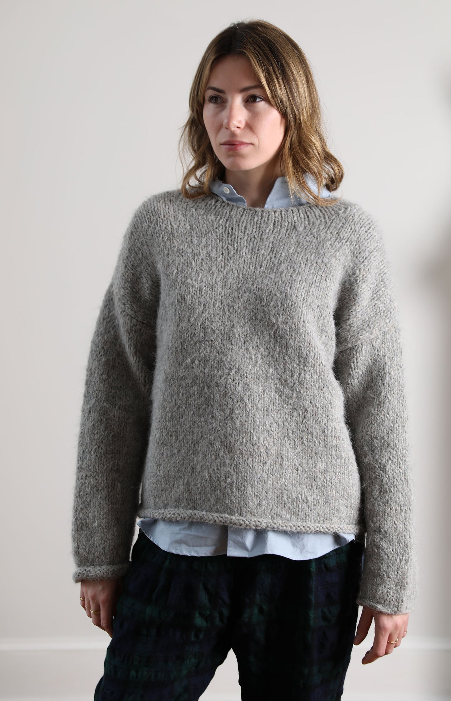 Grey Hand Knit Pullover