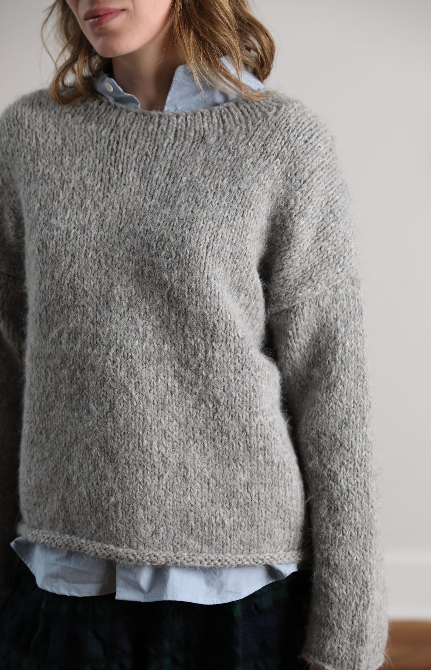 Grey Hand Knit Pullover