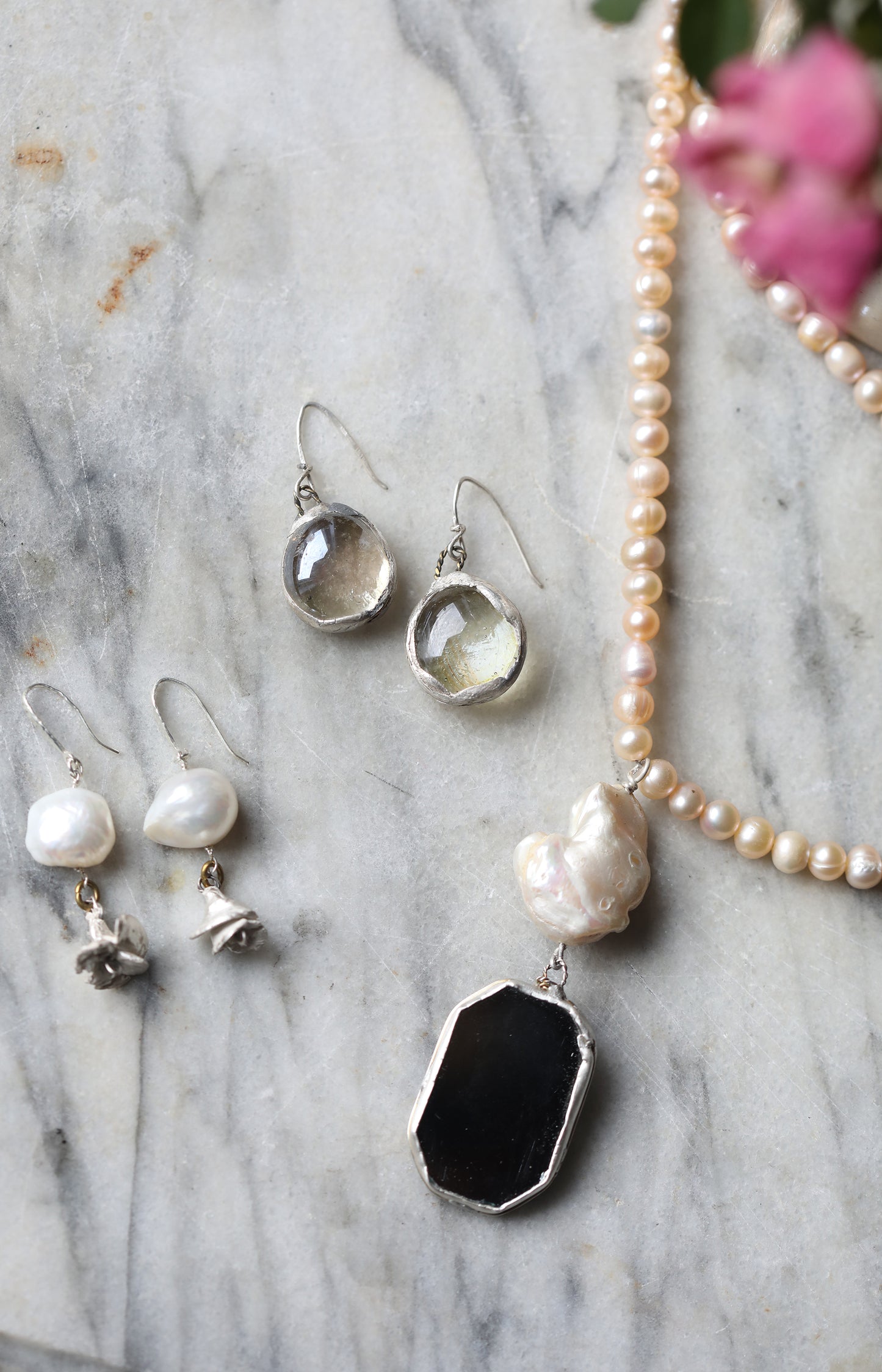 Rose & Pearl Earrings