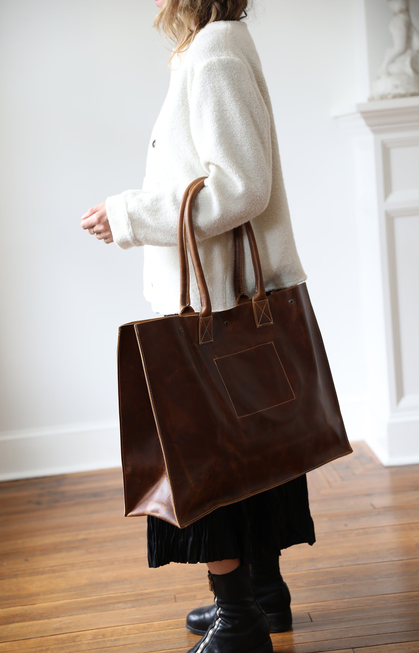 Tan Leather School Tote