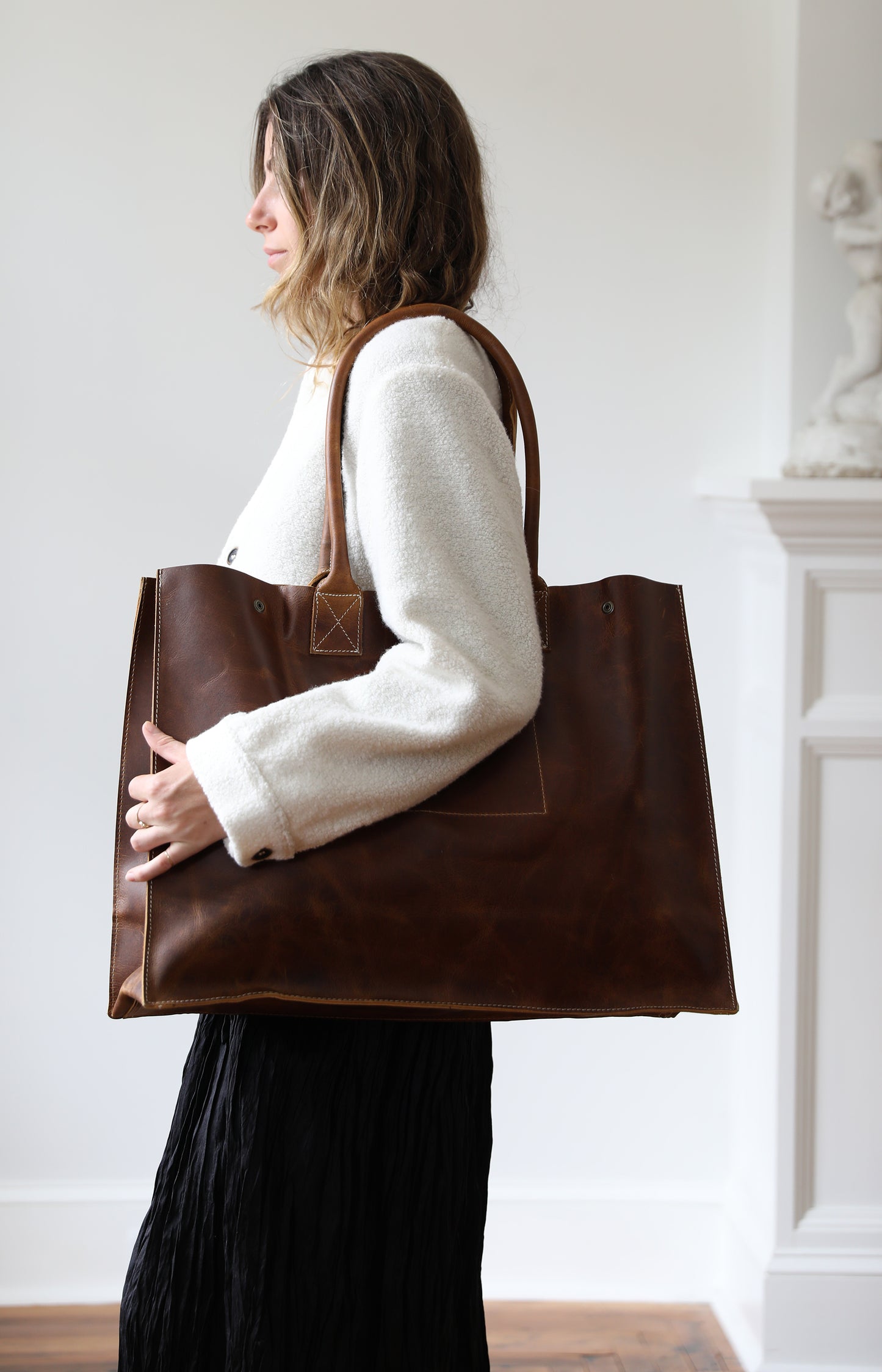 Tan Leather School Tote