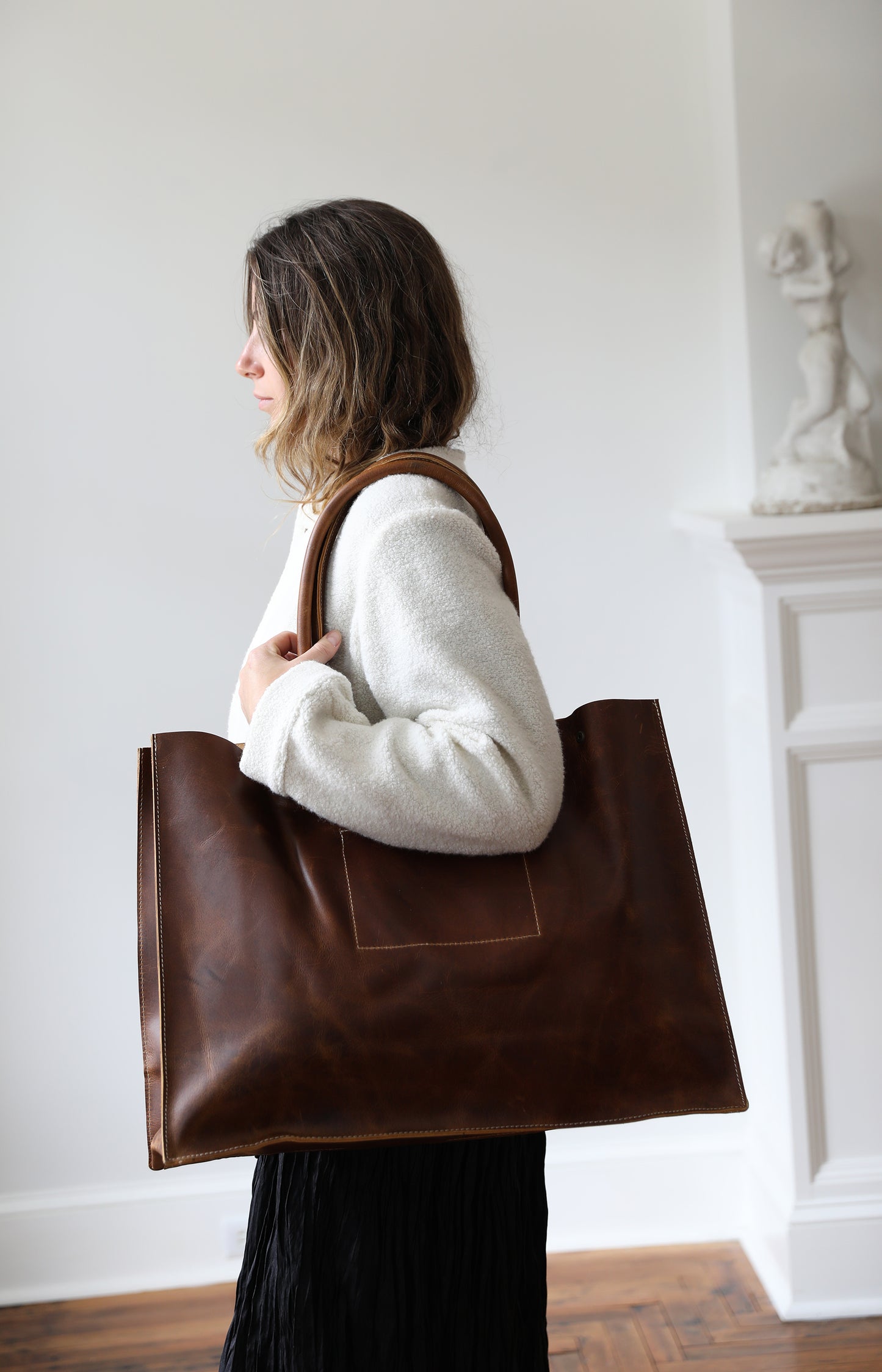 Tan Leather School Tote