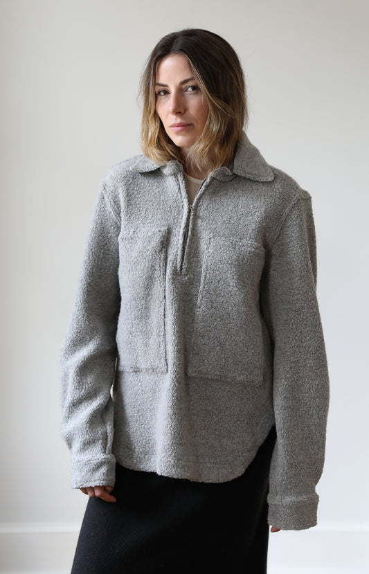 Grey Pullover Zip Shirt