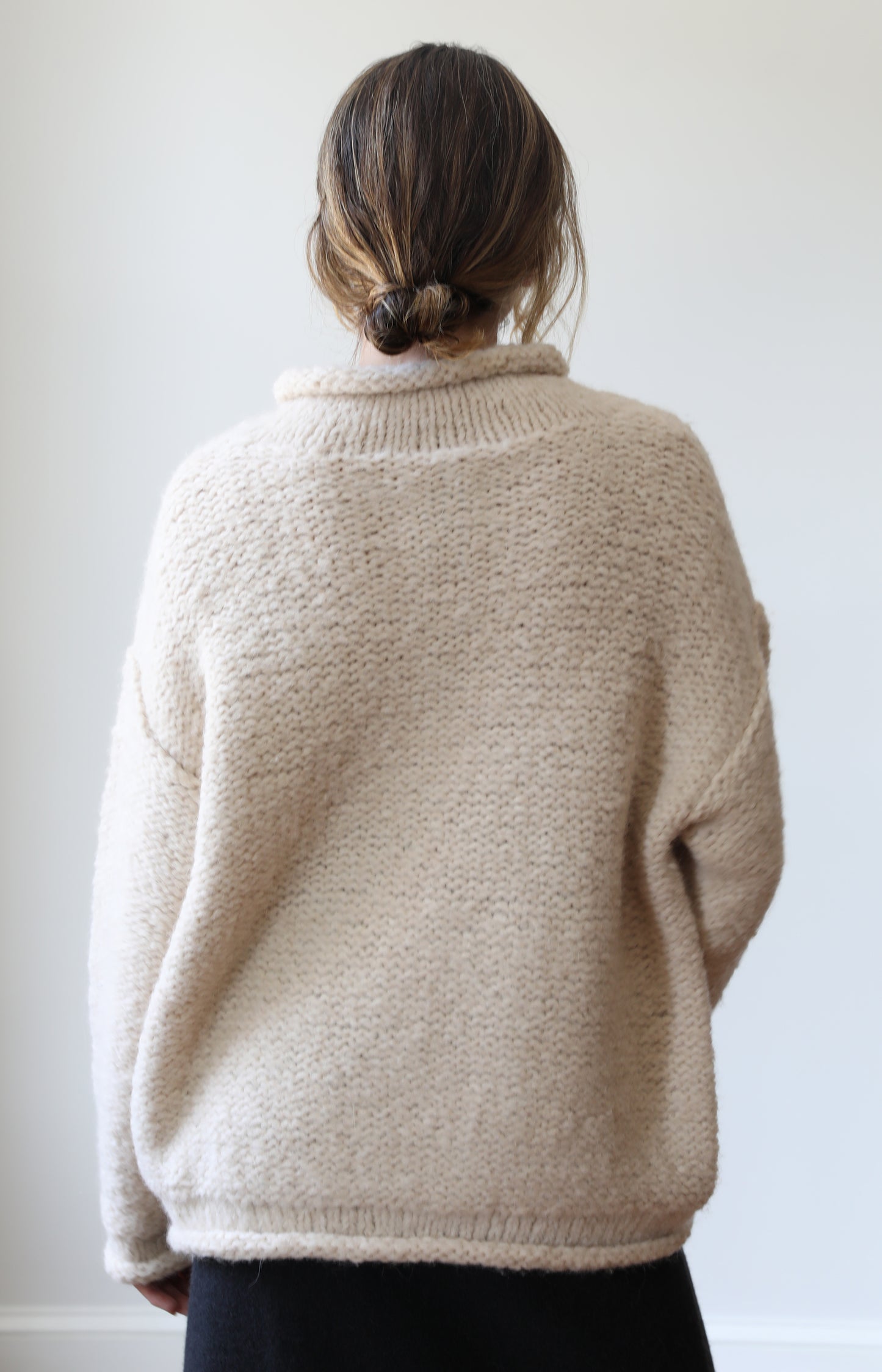 Alabaster Handknit Purl Rollneck