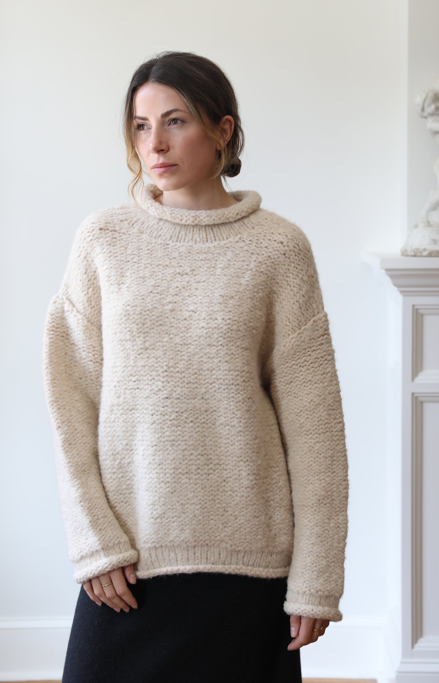 Alabaster Handknit Purl Rollneck