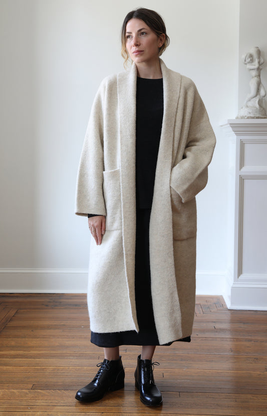 Ecru Double Face Long Coat