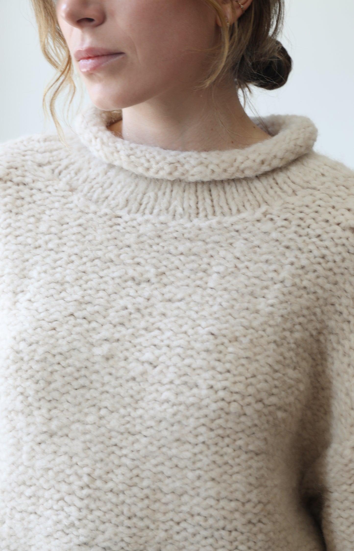 Alabaster Handknit Purl Rollneck