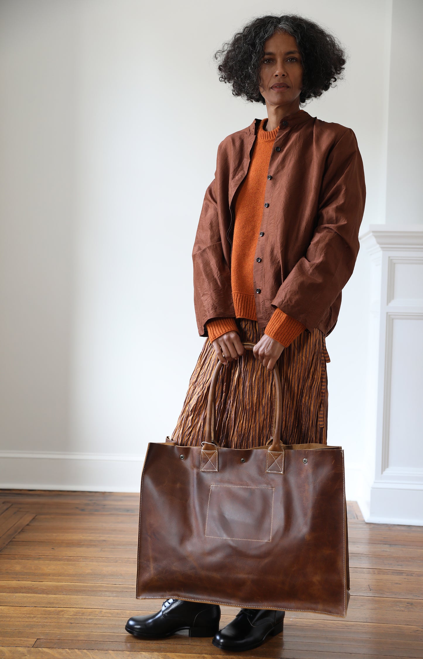 Brown Leather School Tote