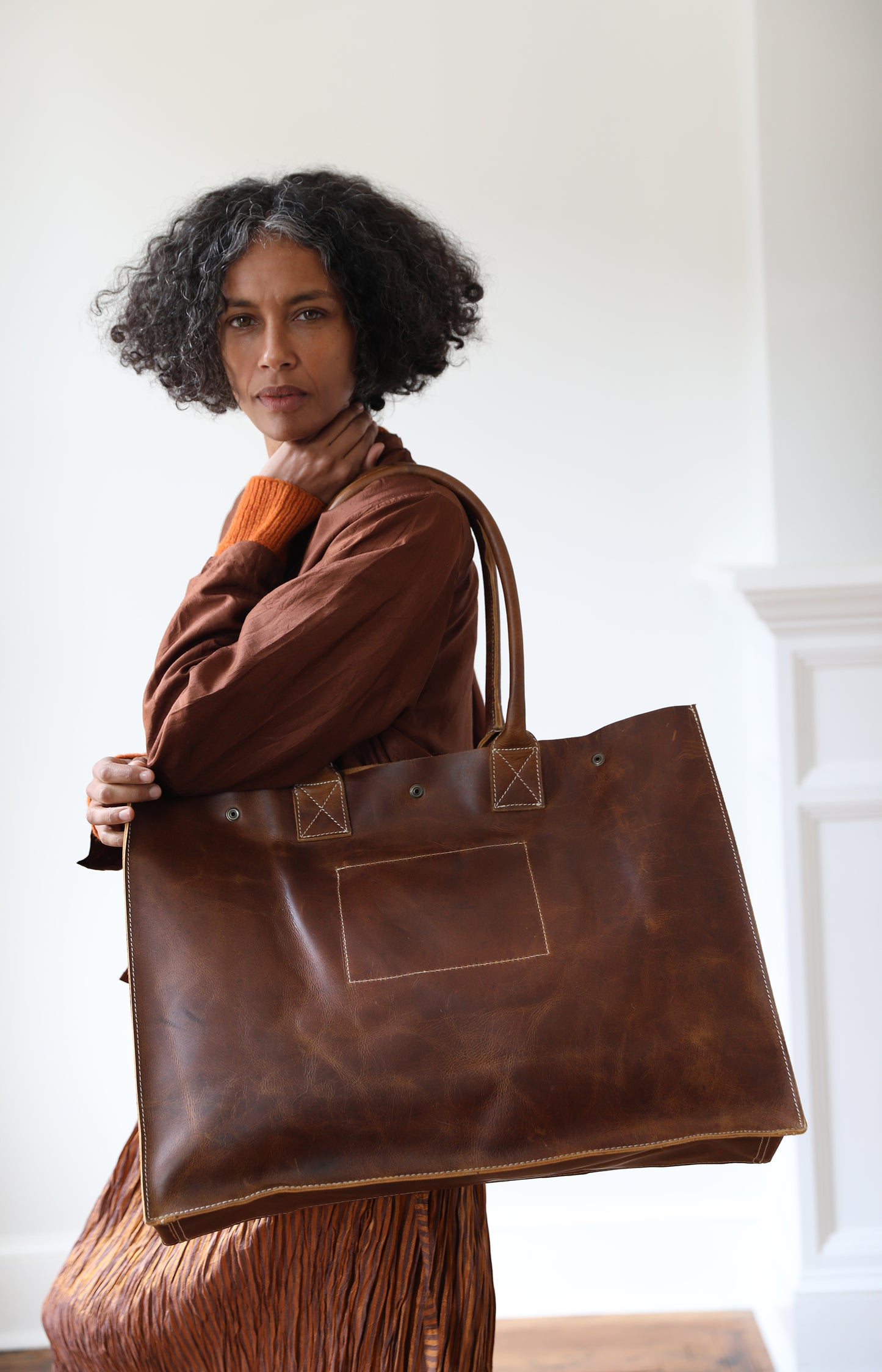 Brown Leather School Tote