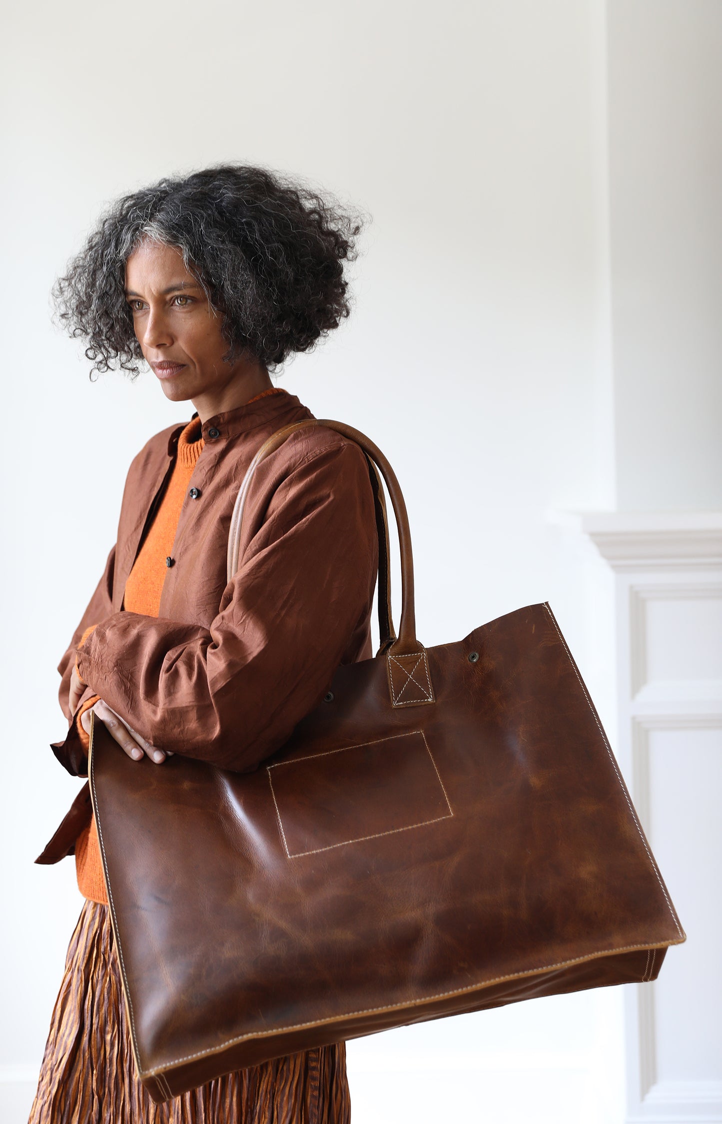 Brown Leather School Tote