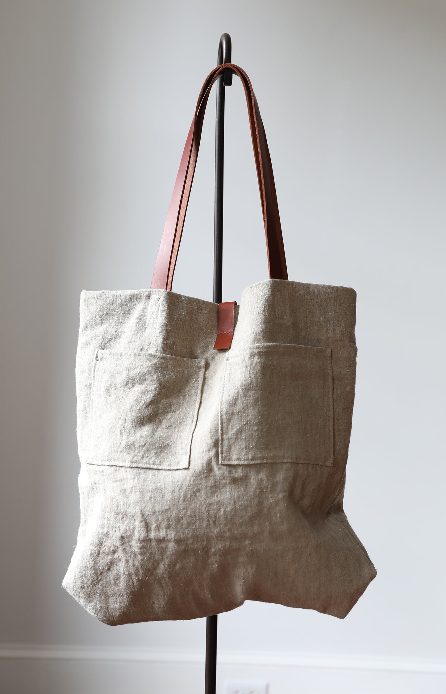 Large Square Natural Linen Bag