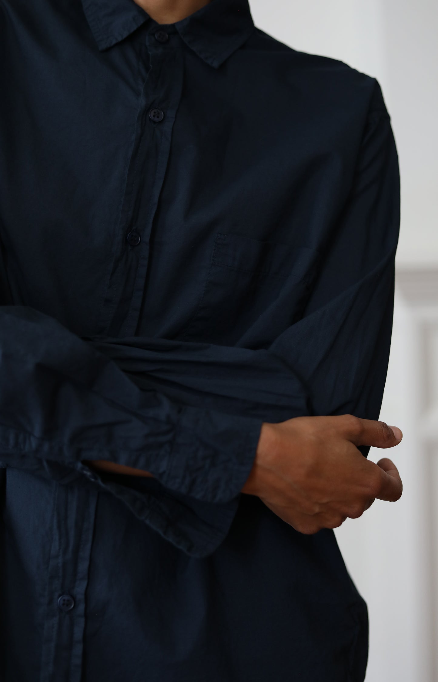 Navy Cotton Voile Shirt