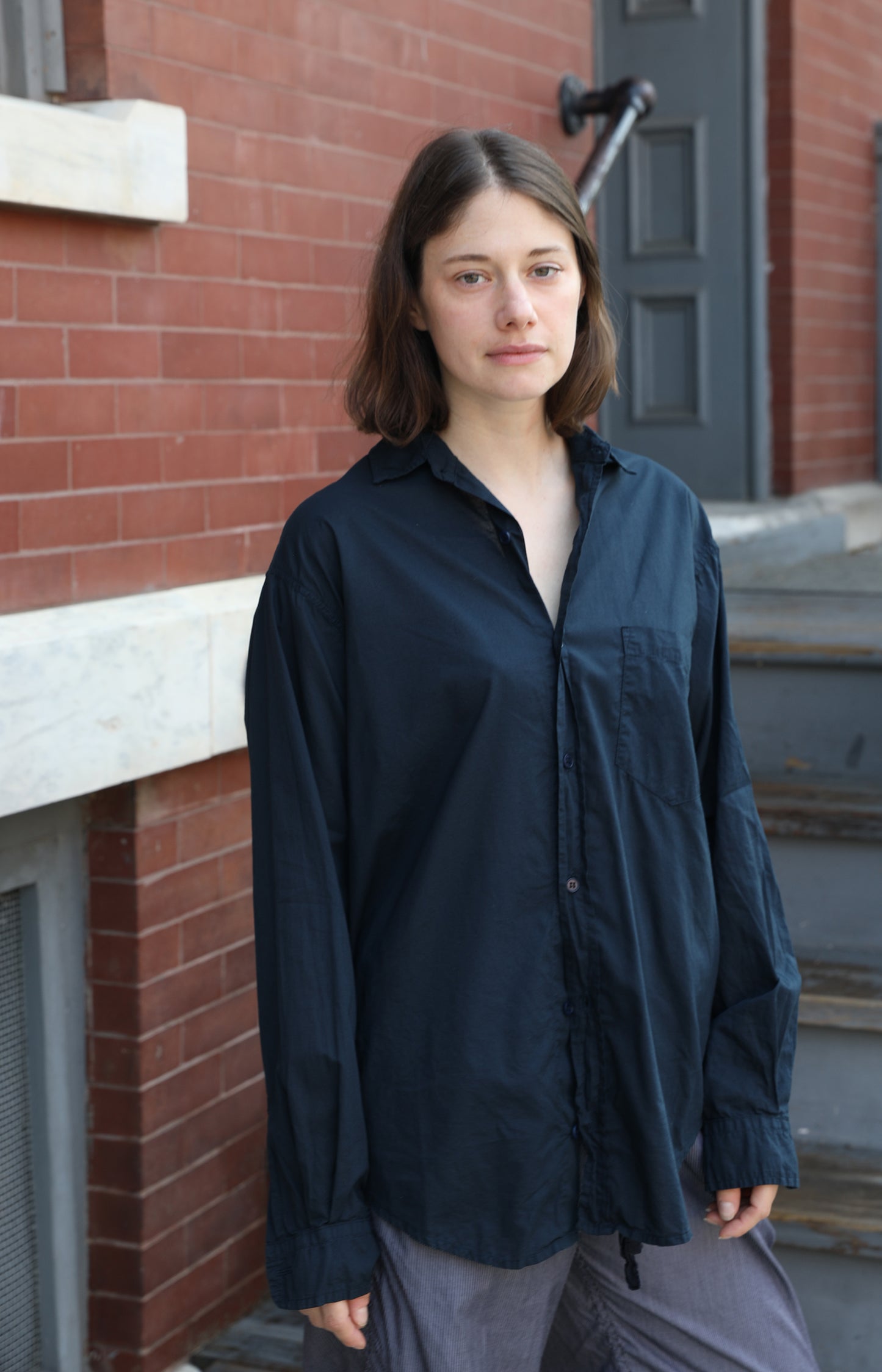 Navy Cotton Voile Shirt