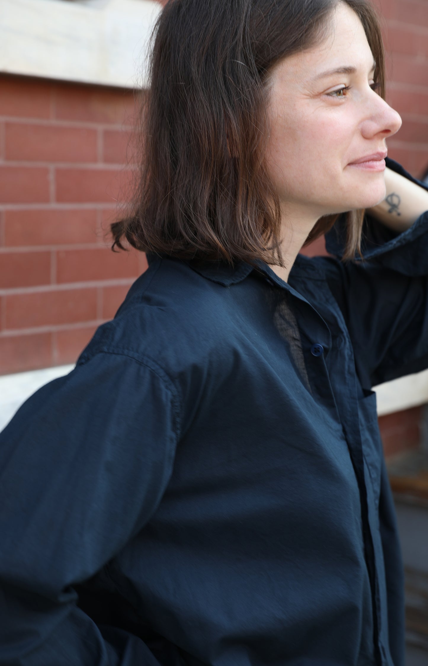 Navy Cotton Voile Shirt