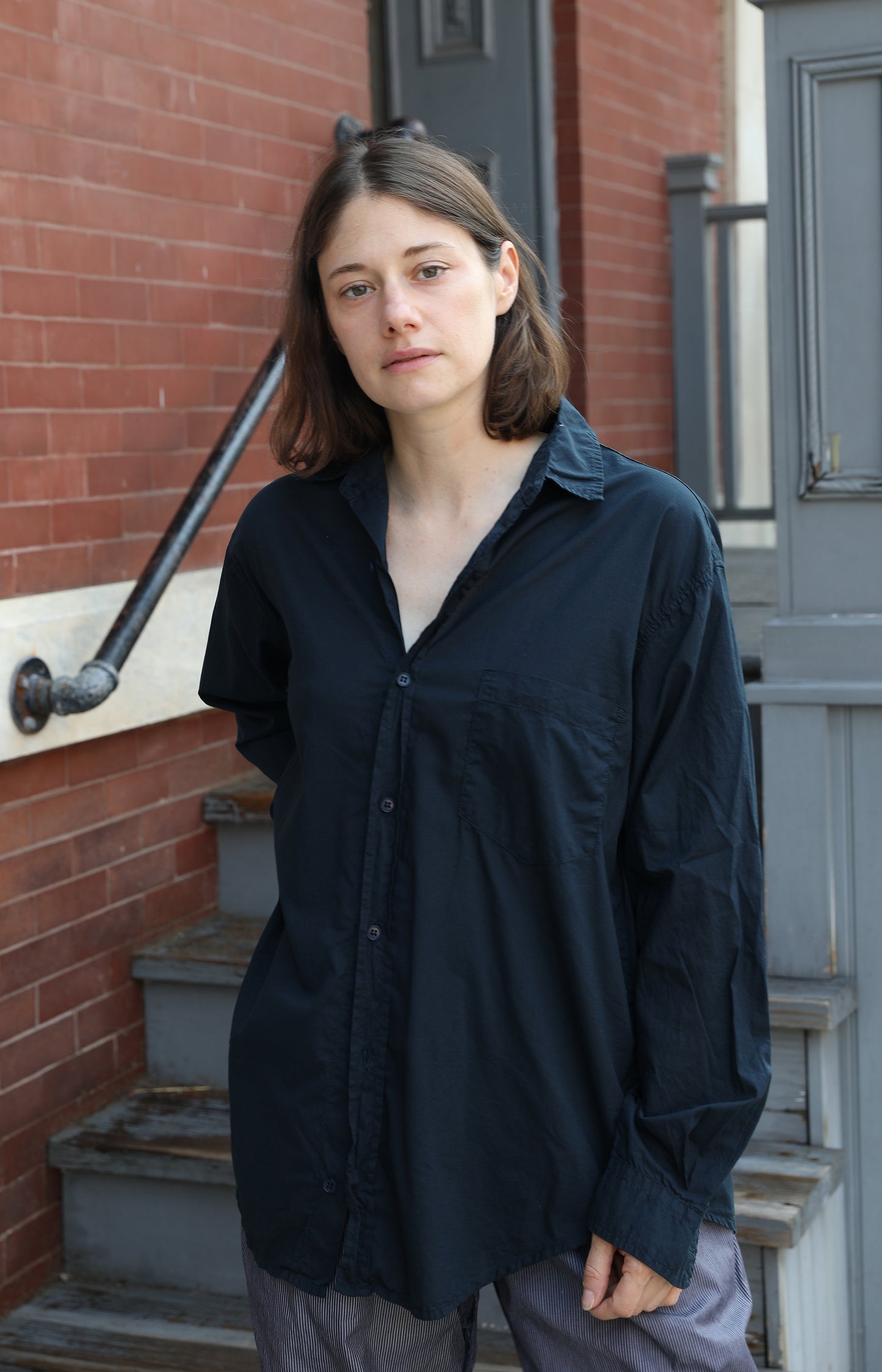 Navy Cotton Voile Shirt