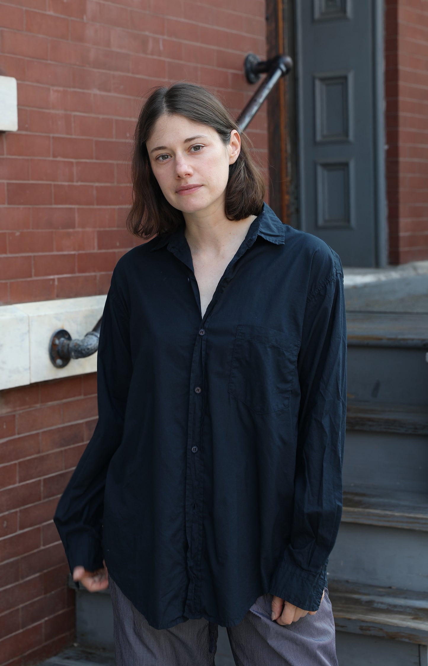 Navy Cotton Voile Shirt