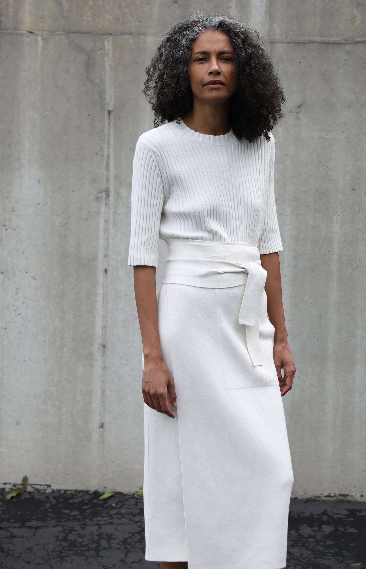 Bone Double Knit Wrap Skirt