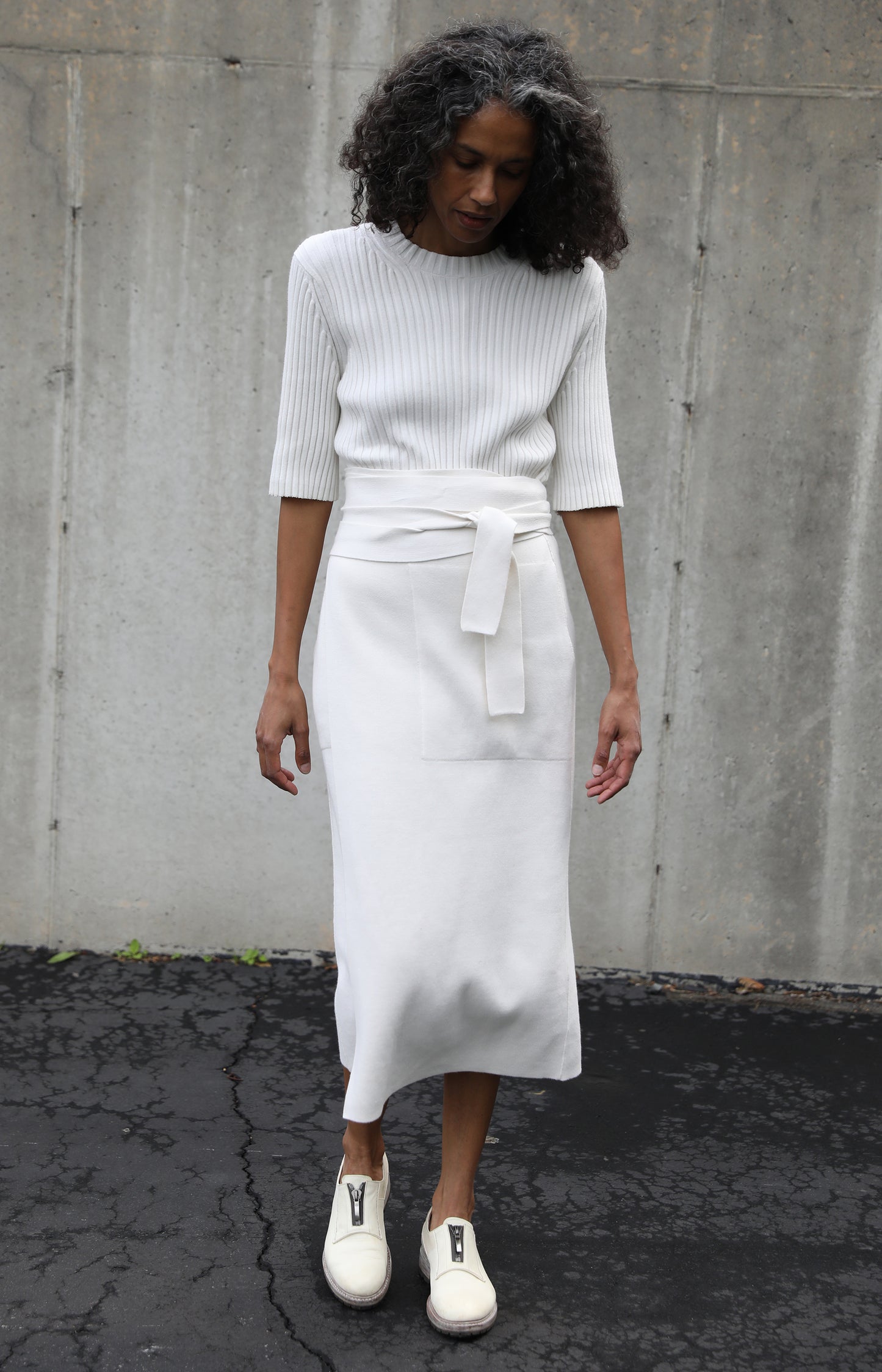 Bone Double Knit Wrap Skirt